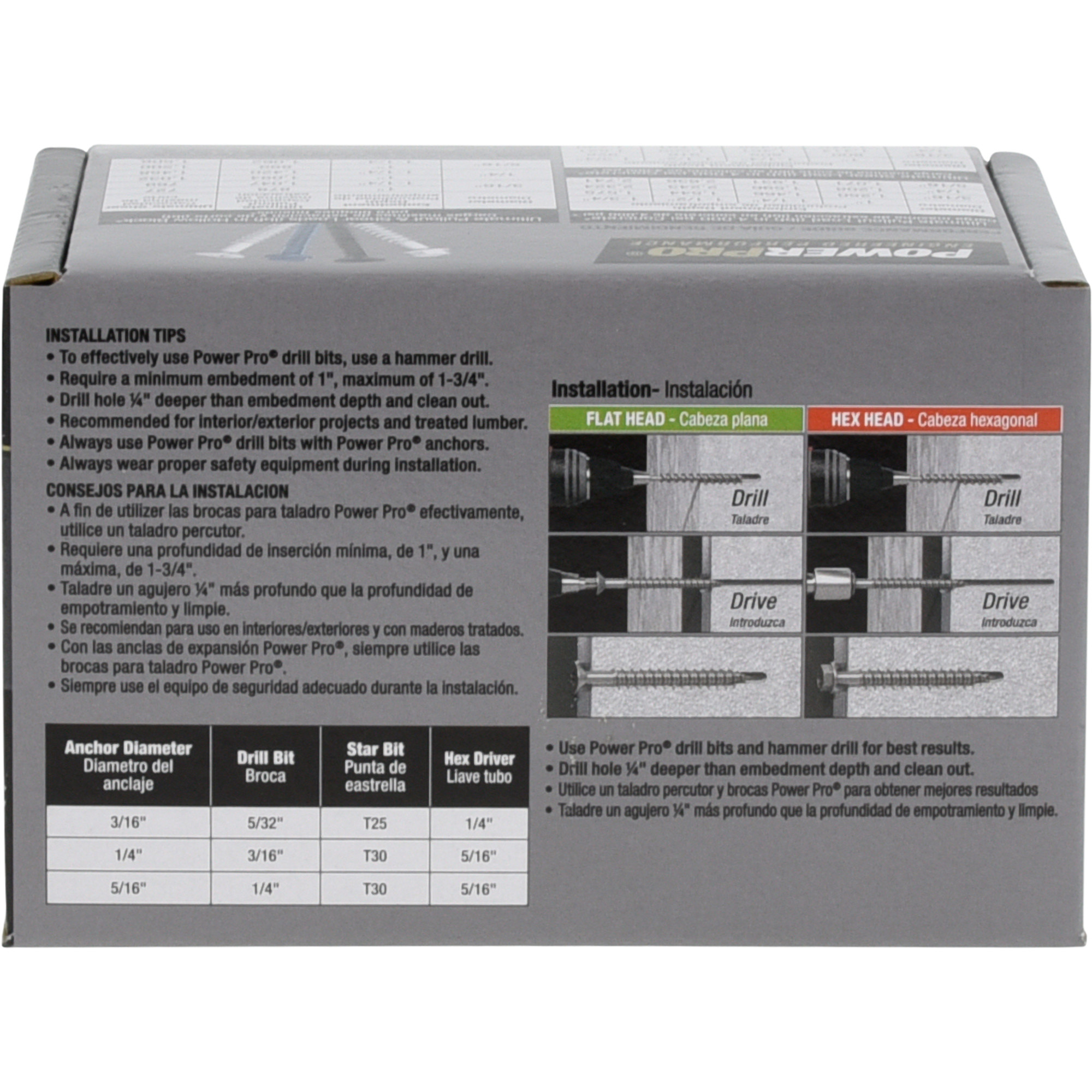 Power Pro Blue Flat-Head Concrete Screw Anchor (3/16 in. x 4 in.) - 100 pc