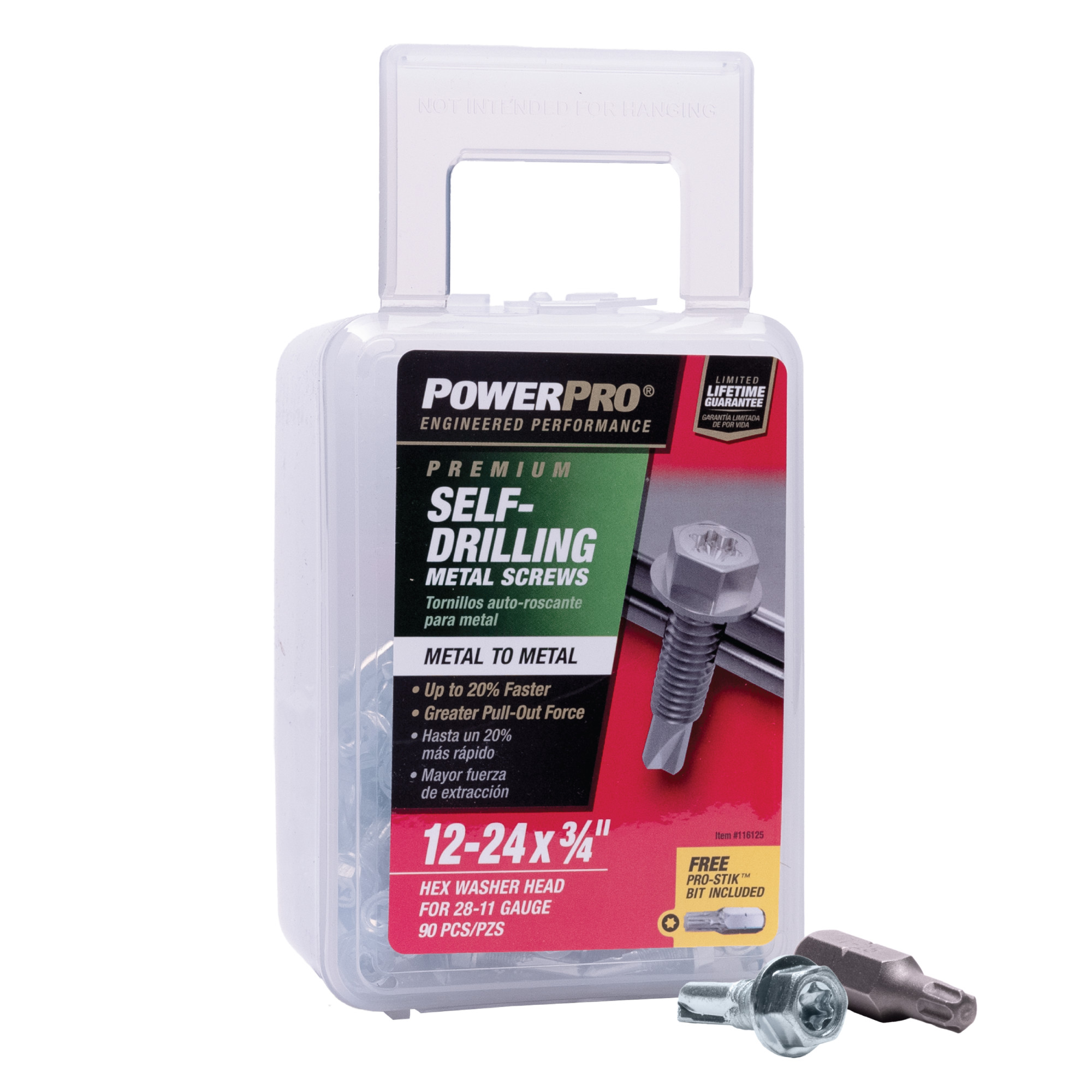 Power Pro Premium Hex Zinc Sheet Metal Self-Drilling Screws (#12-24 x 3/4 in.)-90pc