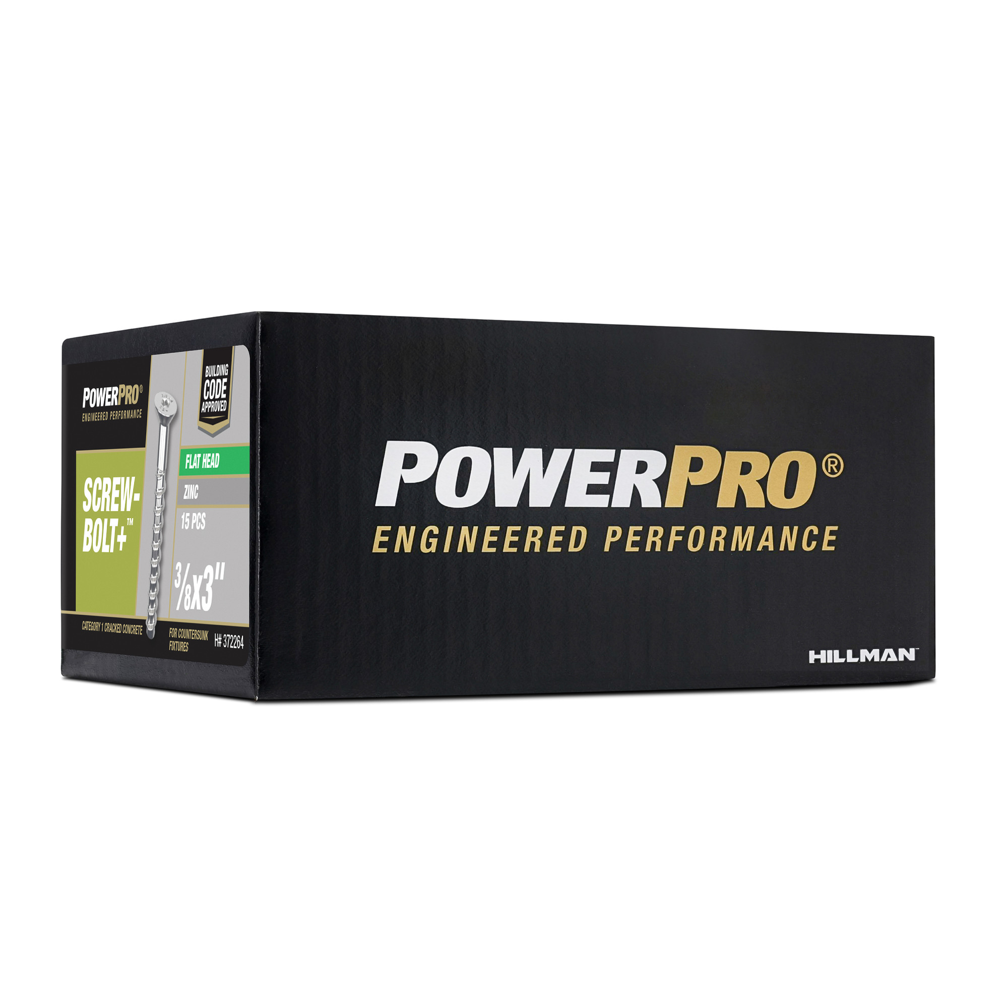 Power Pro Zinc Flat Head Screw-Bolt+ Anchor (3/8 in. x 3 in.) - 15 pc