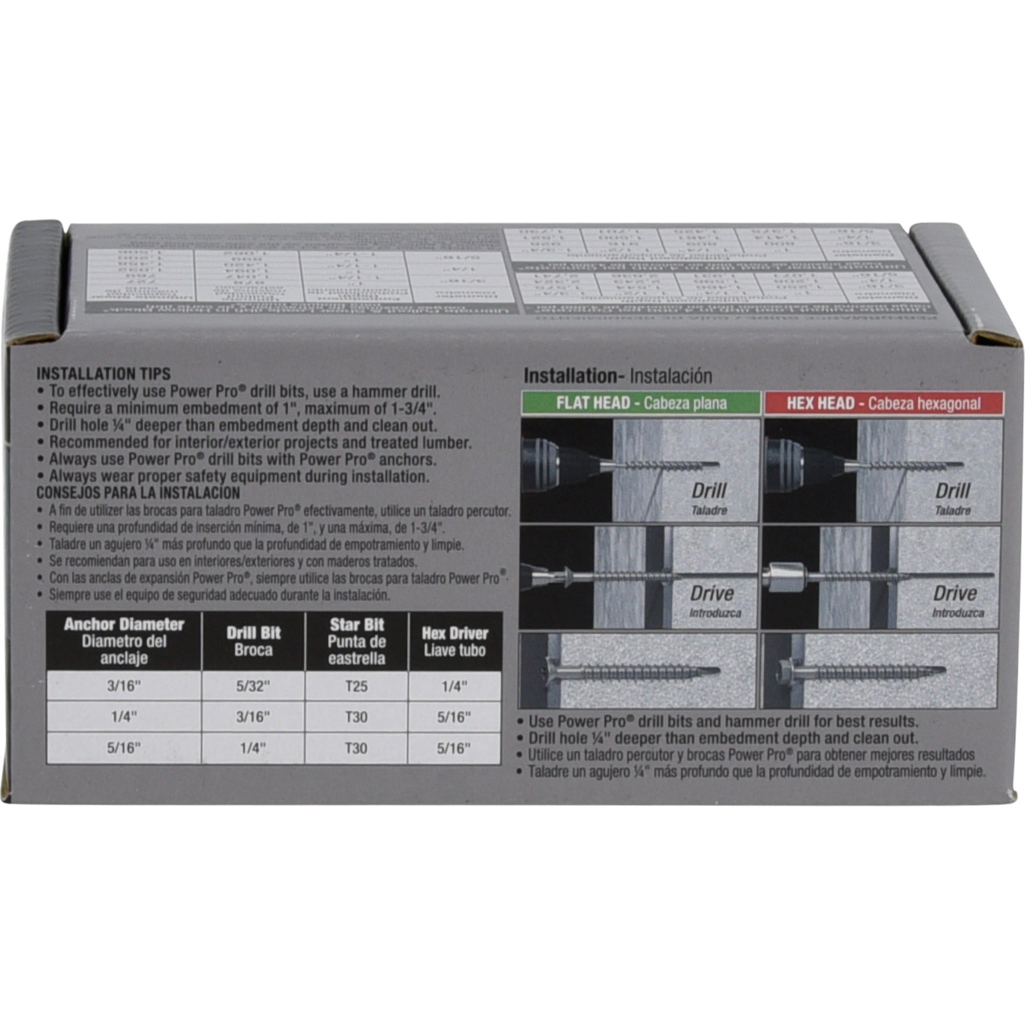 Power Pro Black Hex Washer-Head Concrete Screw Anchor (1/4 in. x 1-1/4 in.) - 100 pc