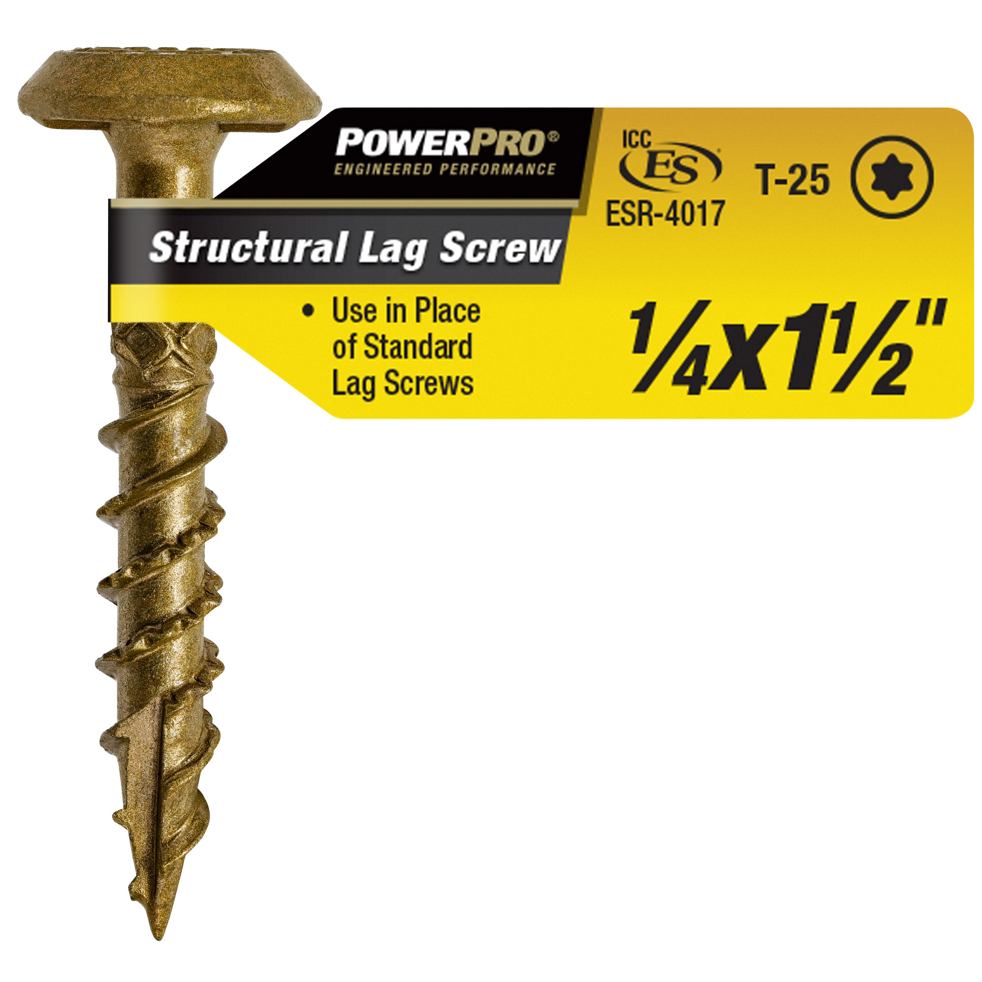 Power Pro Bronze Structural Lag Screws (1/4 in. x 1-1/2 in.) - 1 pc