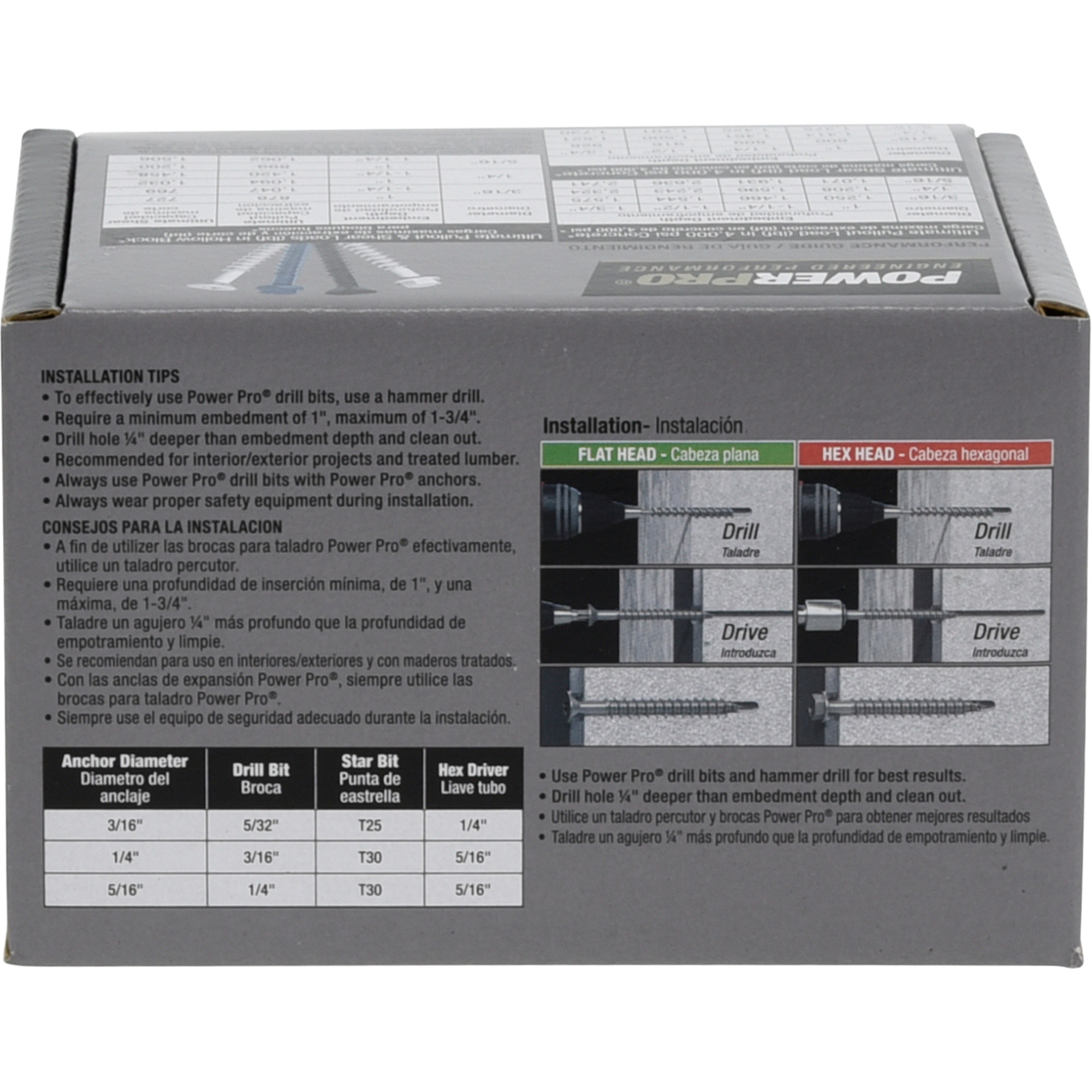 Power Pro Black Hex Washer-Head Concrete Screw Anchor (1/4 in. x 3-1/4 in.) - 100 pc