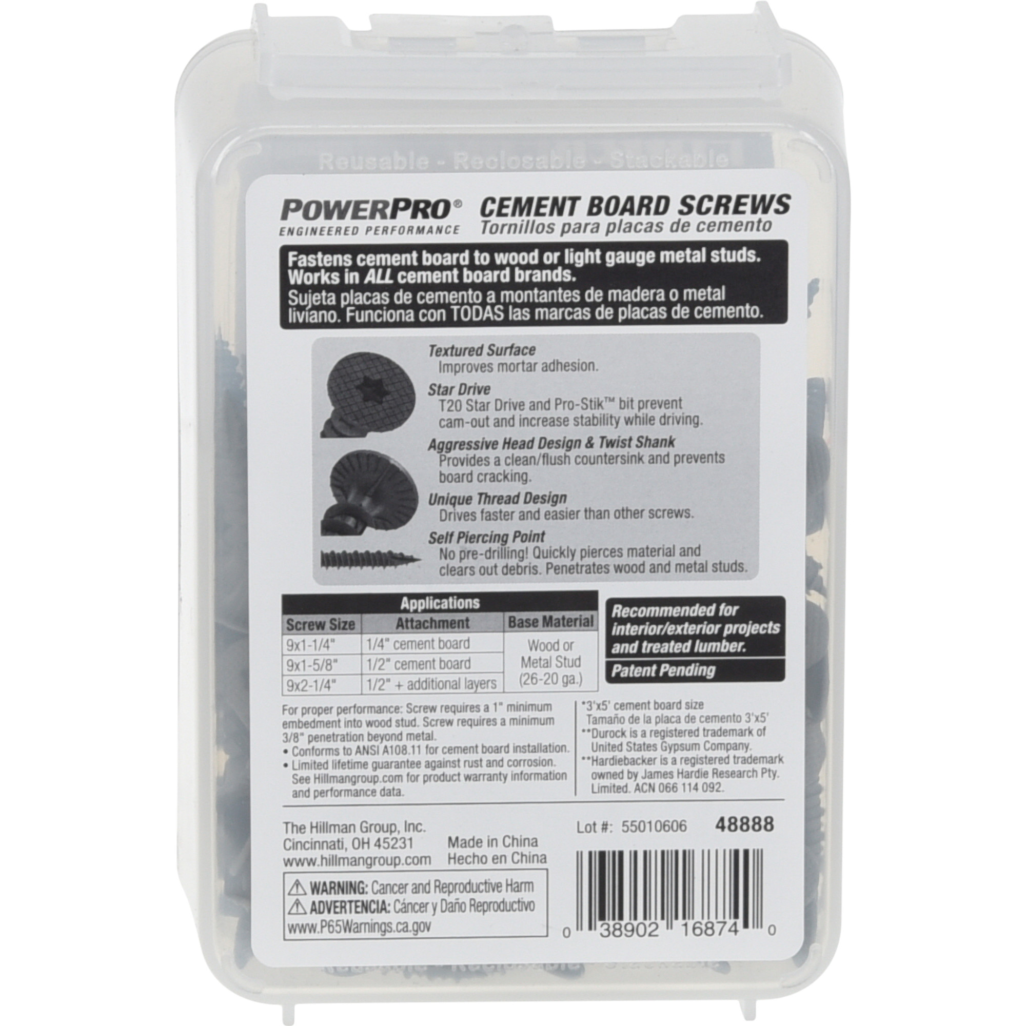 Power Pro Gray Wafer-Head Cement Board Screws (#9 x 1-1/4 in.) - 185 pc