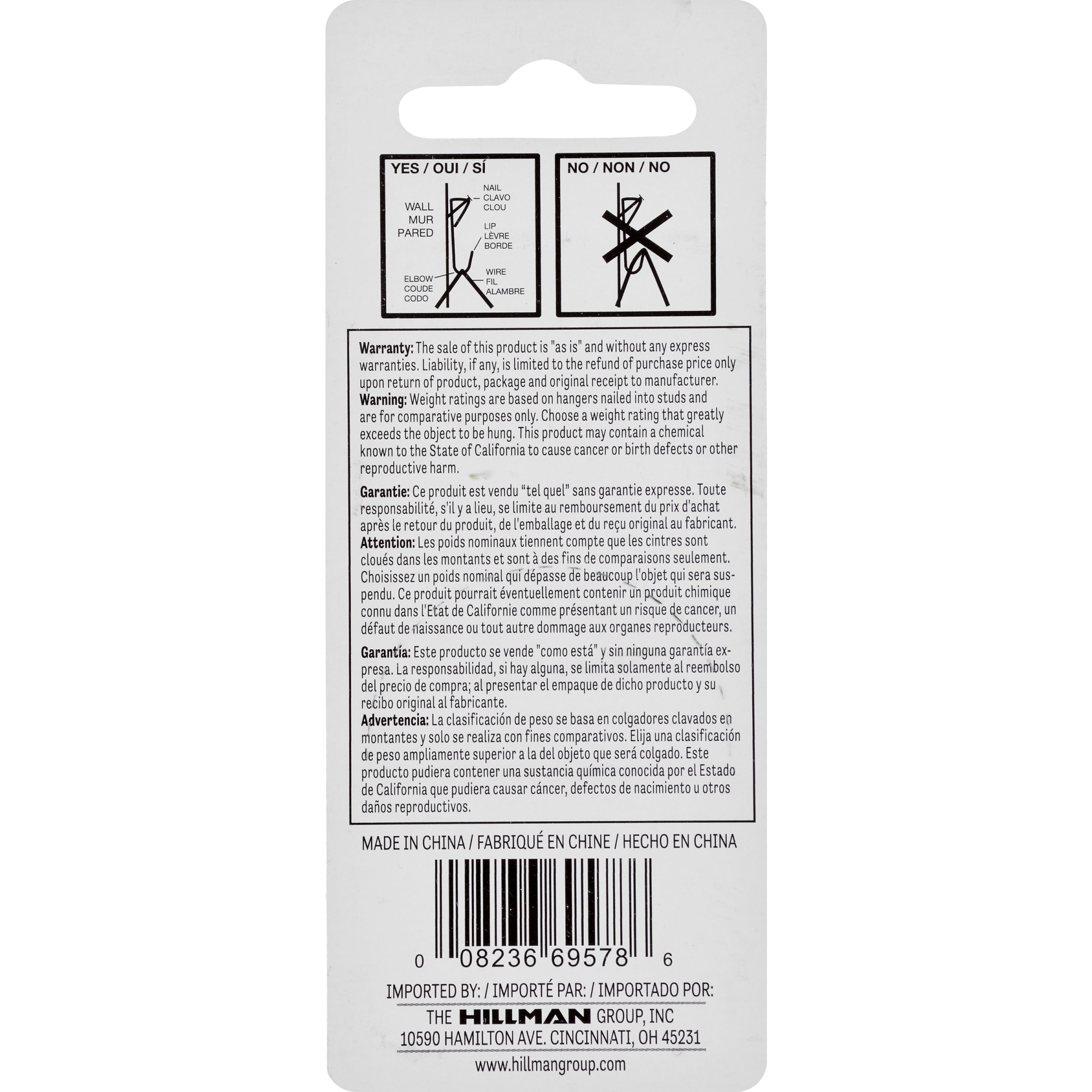 Hillman Conventional Picture Hangers White 100lb 2 Pack