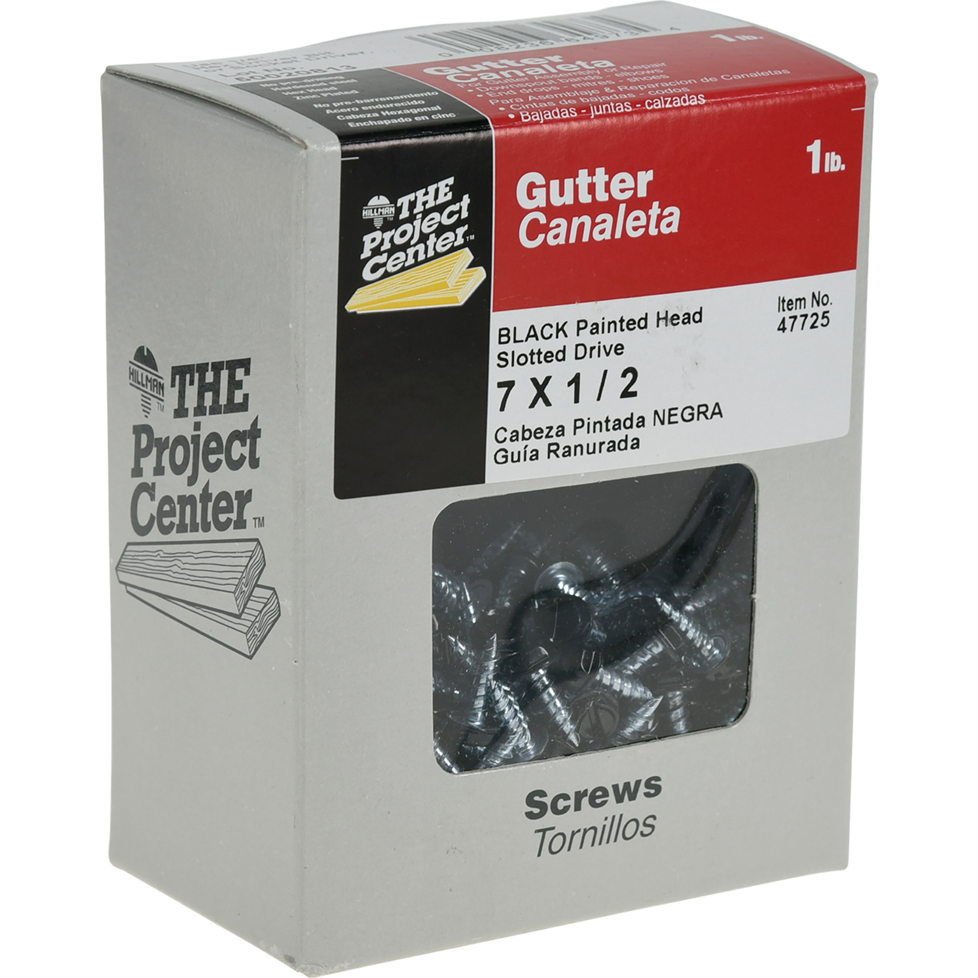 Hillman Black Slotted Hex Painted-Head Gutter Assembly Screws (#7 x 1/2 in.) - 1lb Box
