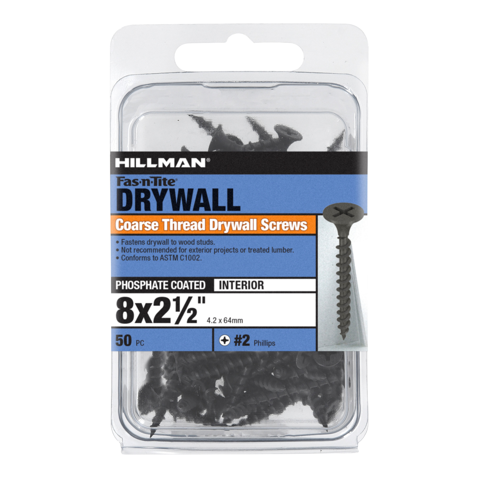 Hillman Coarse Thread Drywall Screws (#8 x 2-1/2 in.) - 50 pc