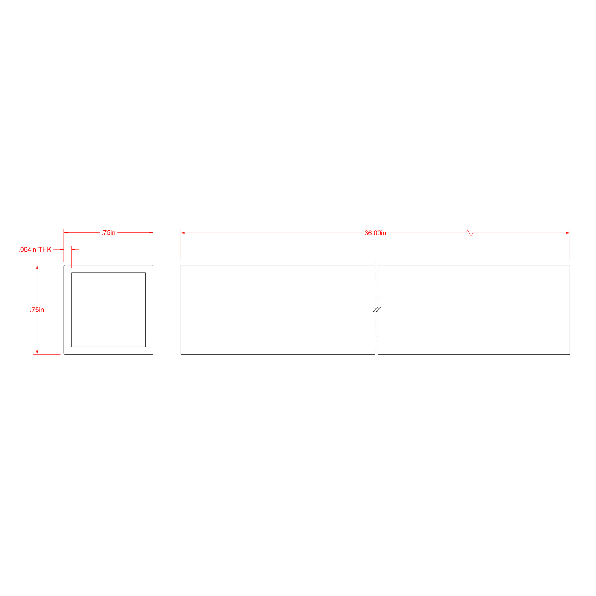 SteelWorks Aluminum Square Tube (3/4 in. x 3 ft.)