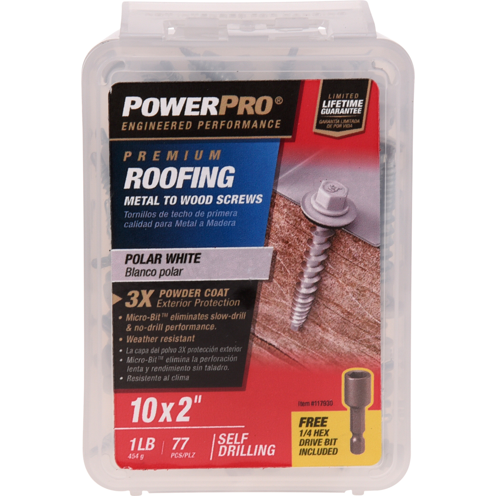 Power Pro White Self Drilling Metal-to-Wood Roofing Screws (#10 x 2 in.) - 77 pc