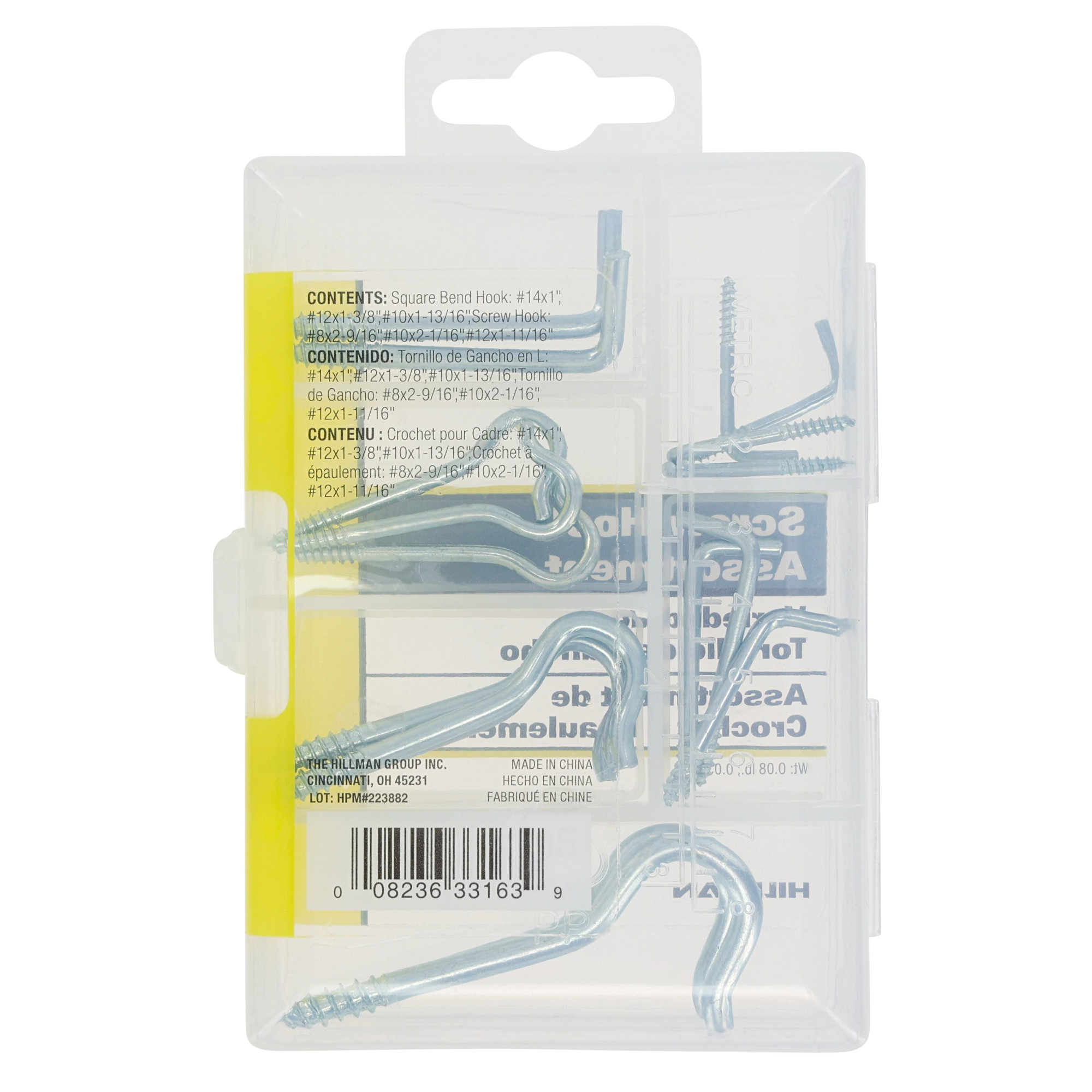 Hillman Square Bend Hook Kit Zinc 16 Piece