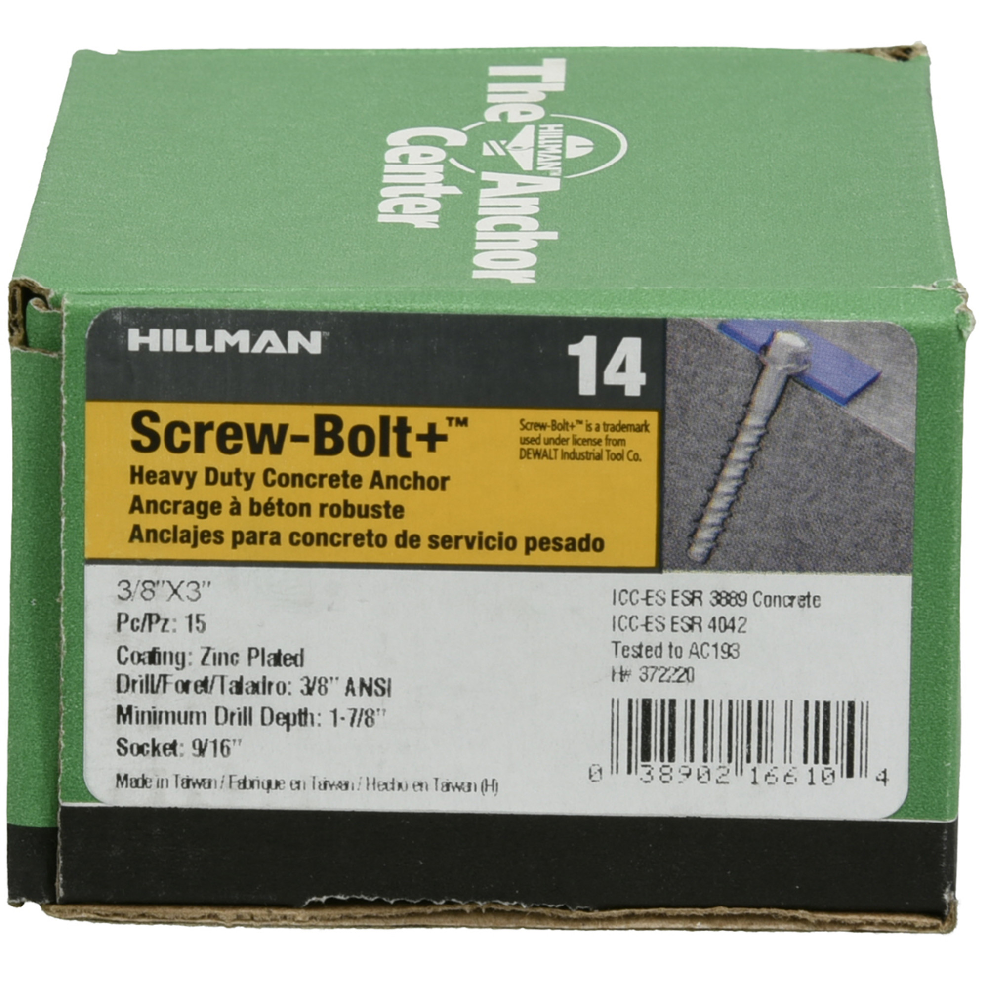 Hillman Screw-Bolt+ Anchor (3/8 in. x 3 in.) - 15 pc