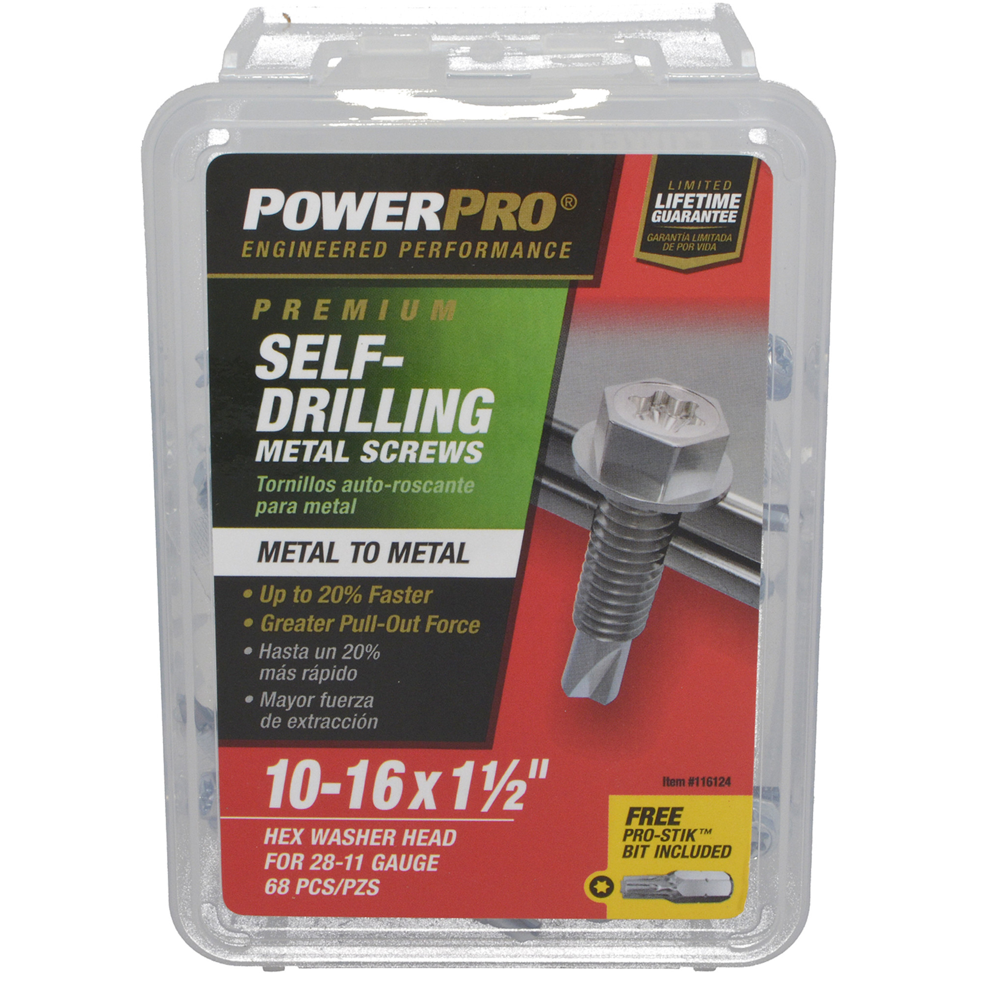 Power Pro Premium Hex Zinc Sheet Metal Self-Drilling Screws (#10-32x1-1/2 in.)-68pc