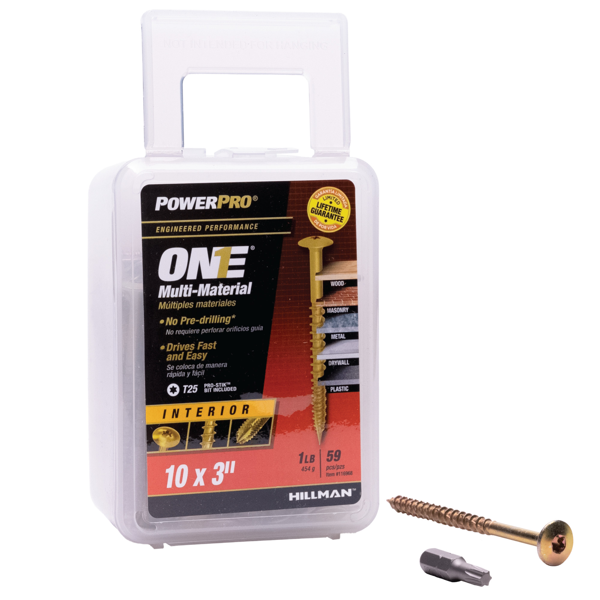 Power Pro ONE Wafer Interior Yellow Zinc Multi-Material Screws (#10 x 3 in.) - 59pc