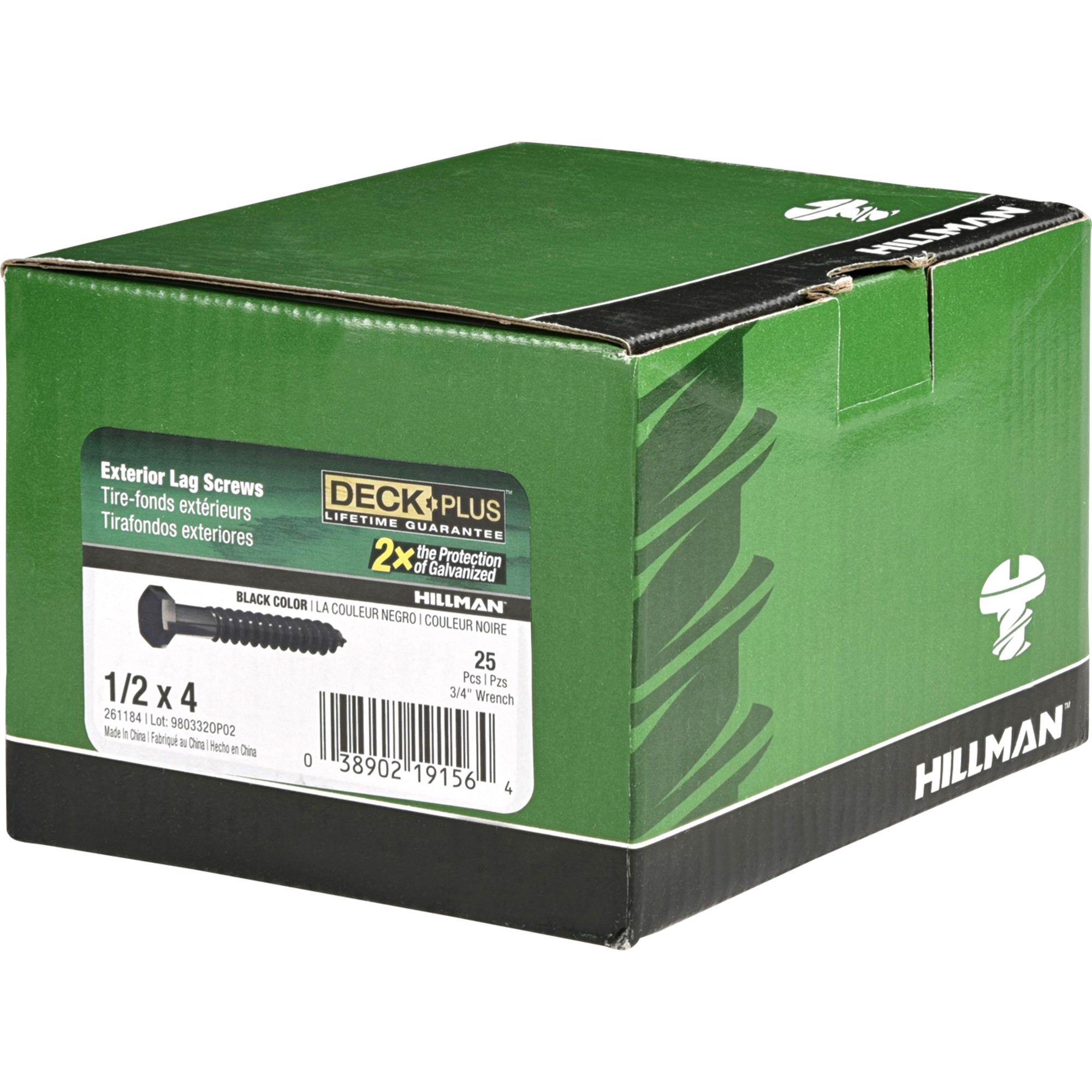 Deck Plus Black Coated Lag Screws 1/2 in. x 4 in.