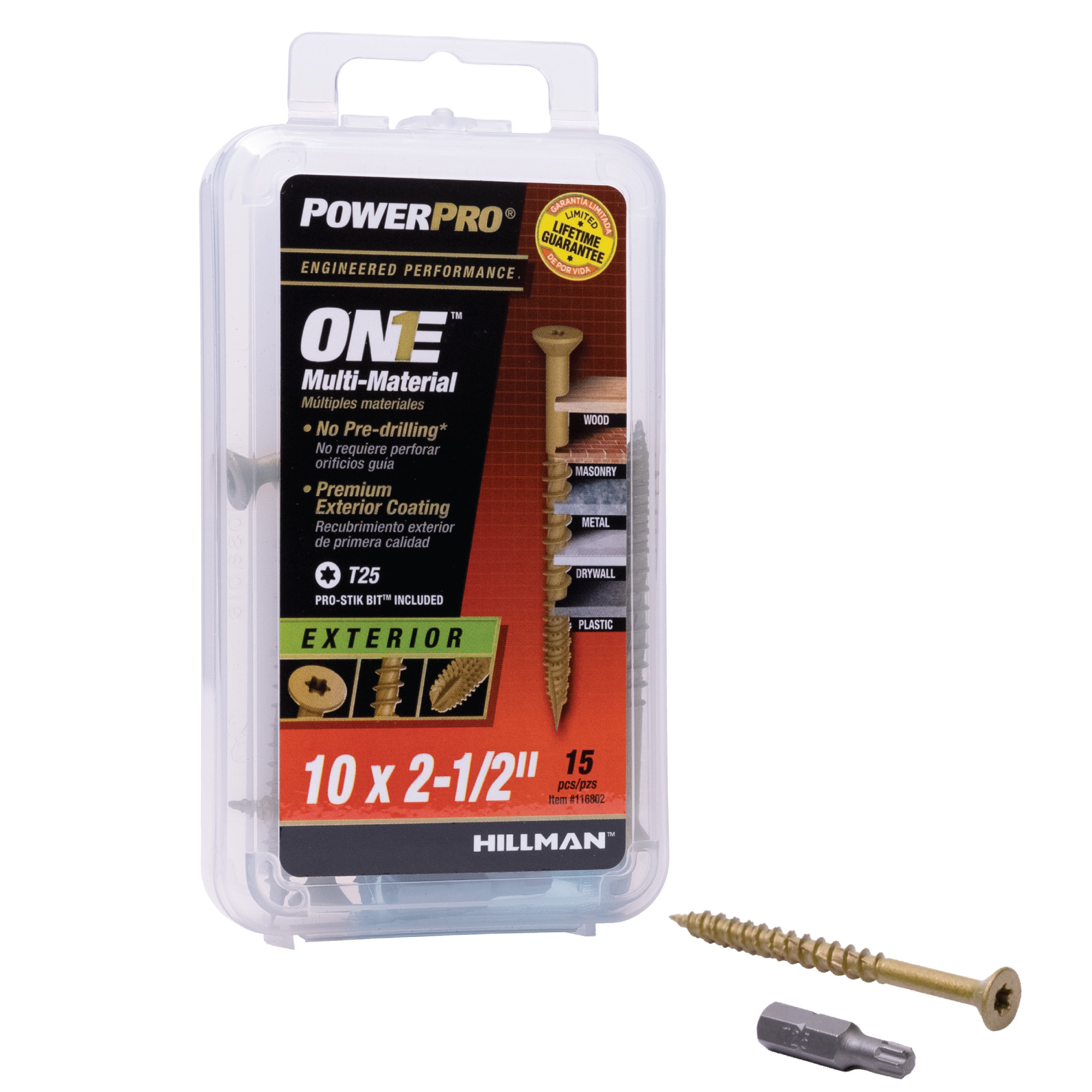 Power Pro ONE Flat Exterior Bronze Multi-Material Screws (#10 x 2-1/2 in.) - 15 pc