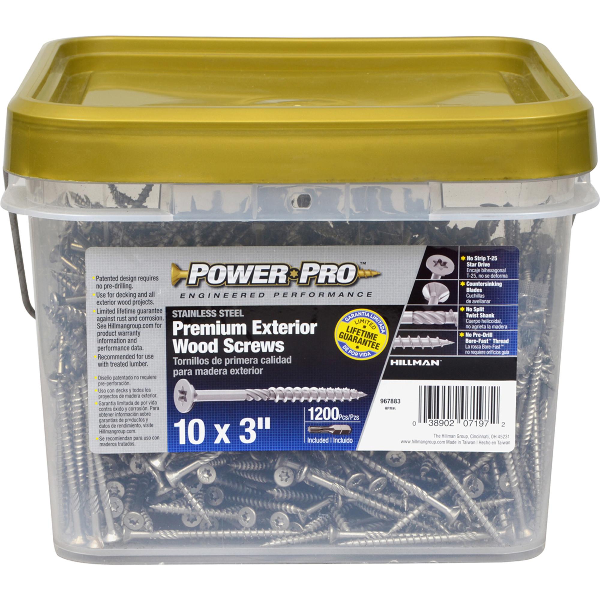 Power Pro Premium 305 Stainless Steel Wood Screws (#10 x 3 in.) - 1200 pc