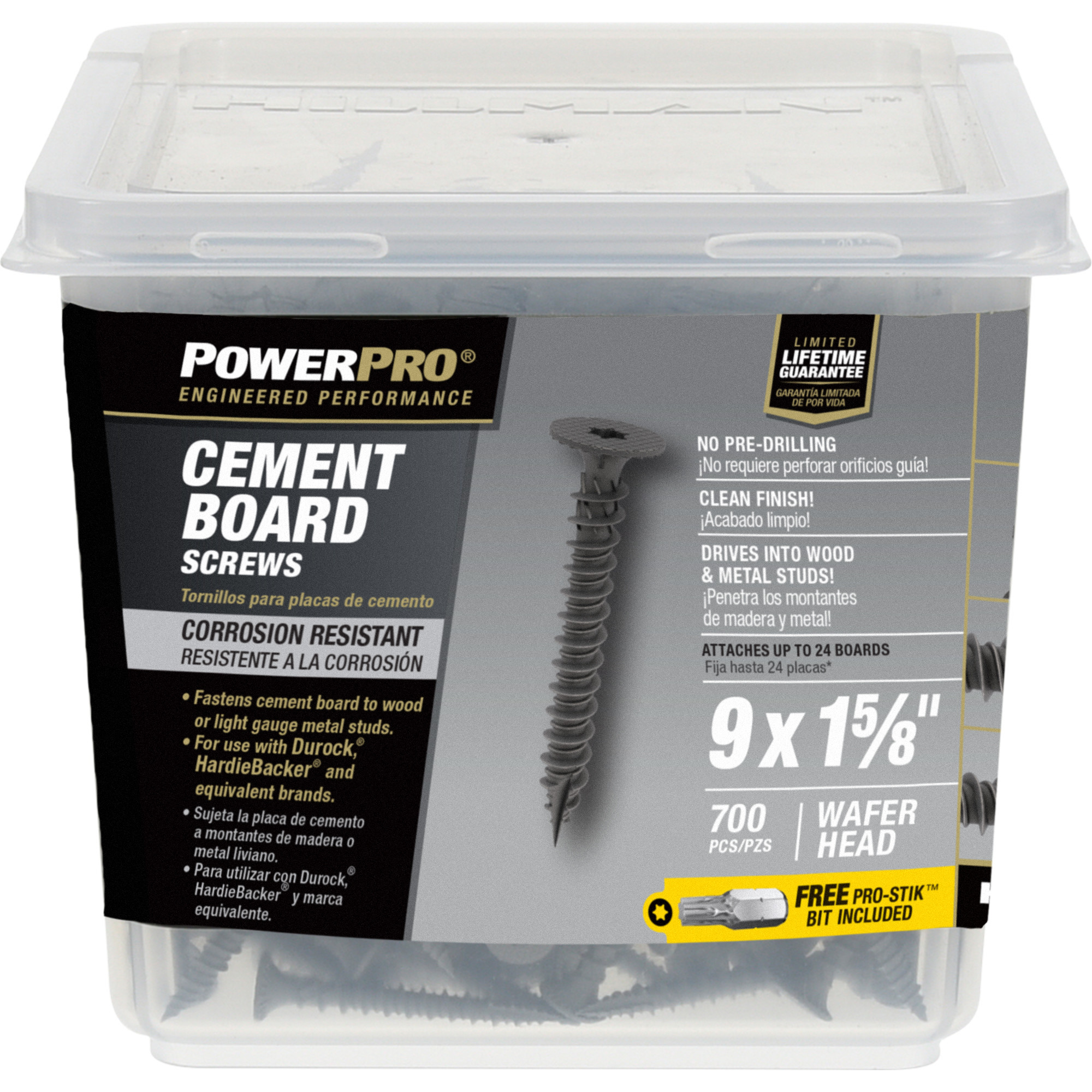 Power Pro Gray Wafer-Head Cement Board Screws (#9 x 1-5/8 in.) - 700 pc