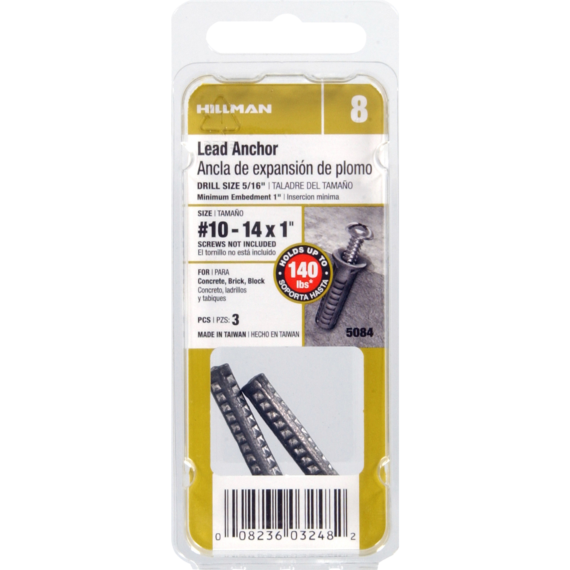 Hillman Lead Wood Screw Anchor (#10-14 x 1 in.) - 3 pc