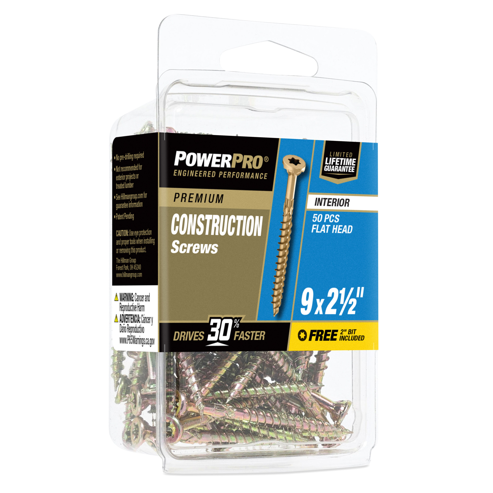Power Pro Premium Interior Construction Screws (#9 x 2-1/2 in.) - 50 pc