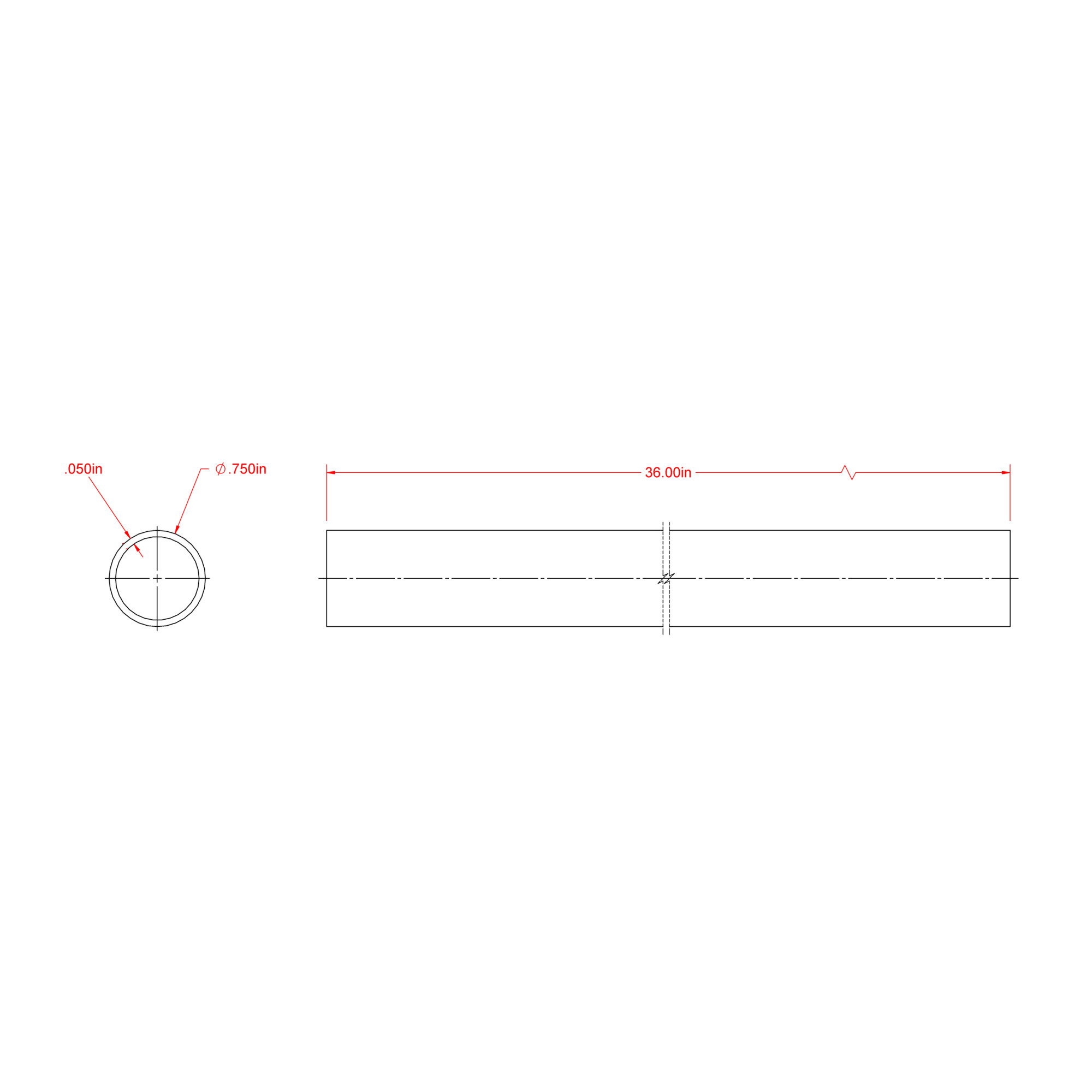 SteelWorks Aluminum Round Tube (3/4 in. x 3 ft.)