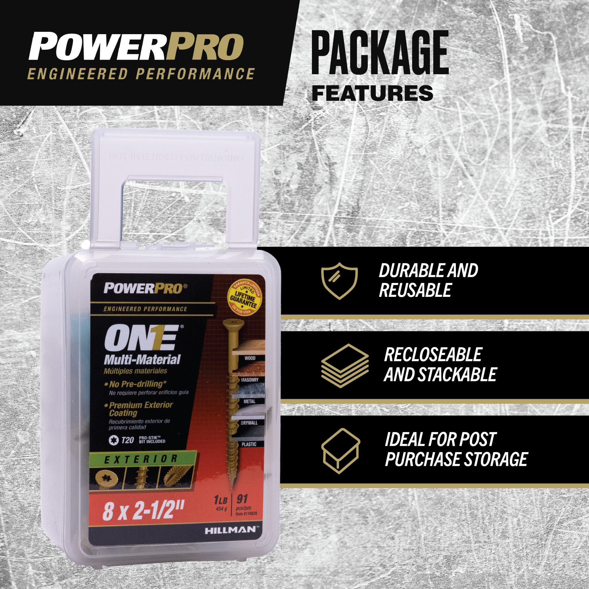 Power Pro ONE Flat Exterior Bronze Multi-Material Screws (#8 x 2-1/2 in.) - 91 pc