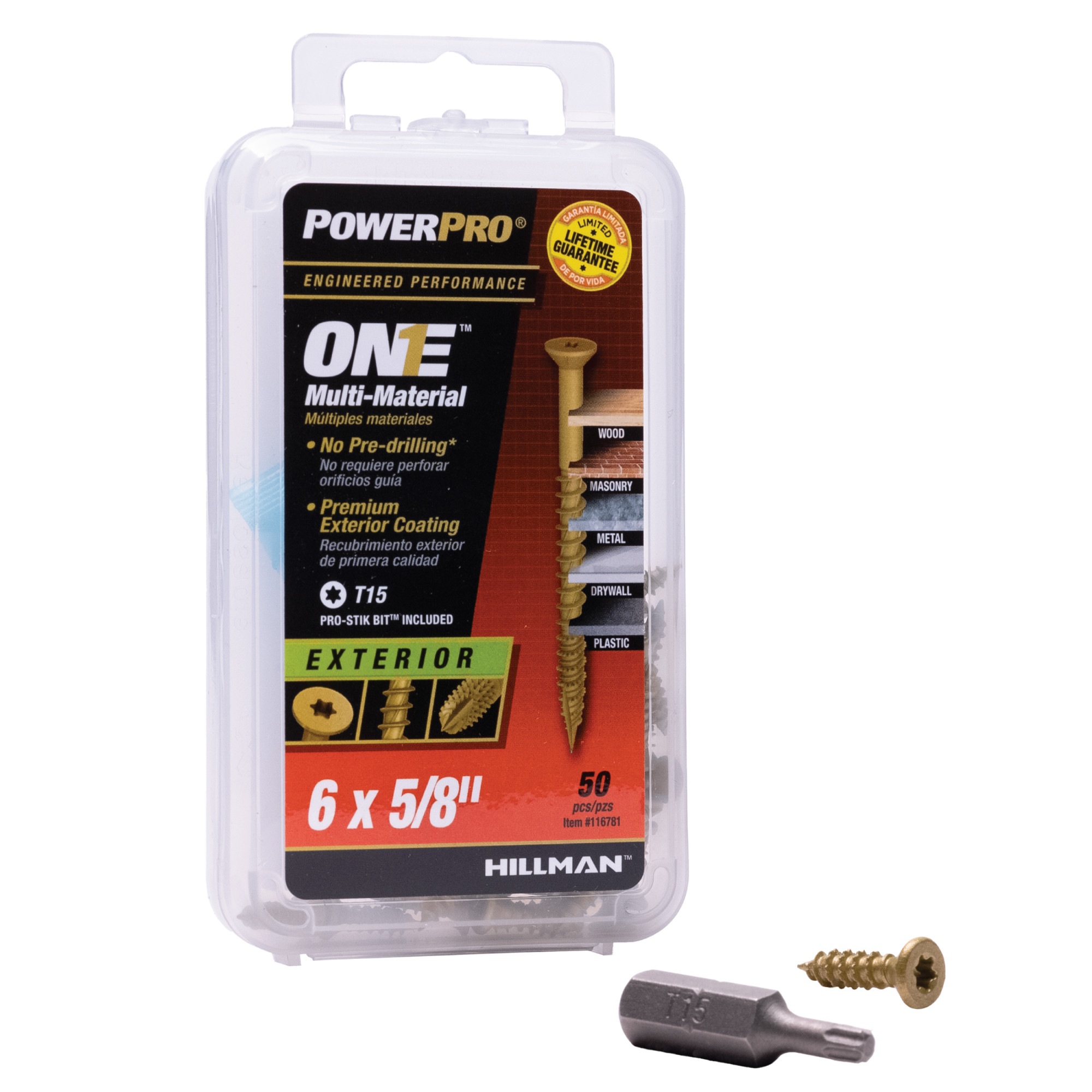 Power Pro ONE Flat Exterior Bronze Multi-Material Screws (#6 x 5/8 in.) - 50 pc