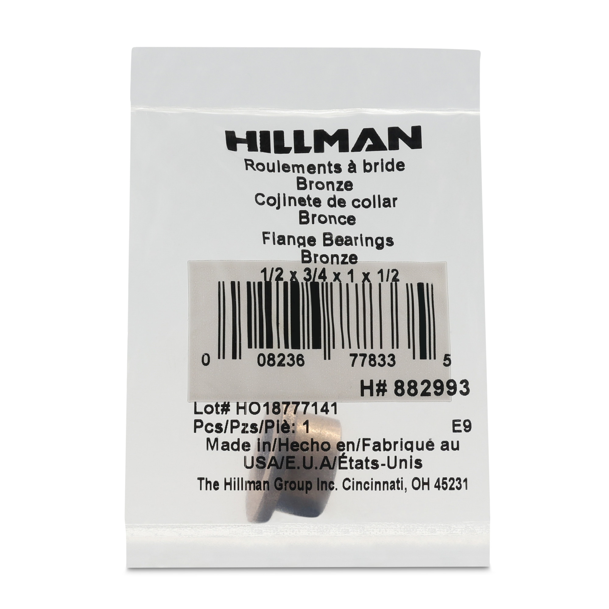Hillman Bronze Flange Bearings (1/2 in. x 3/4 in. x 1 in.) - 5 pc