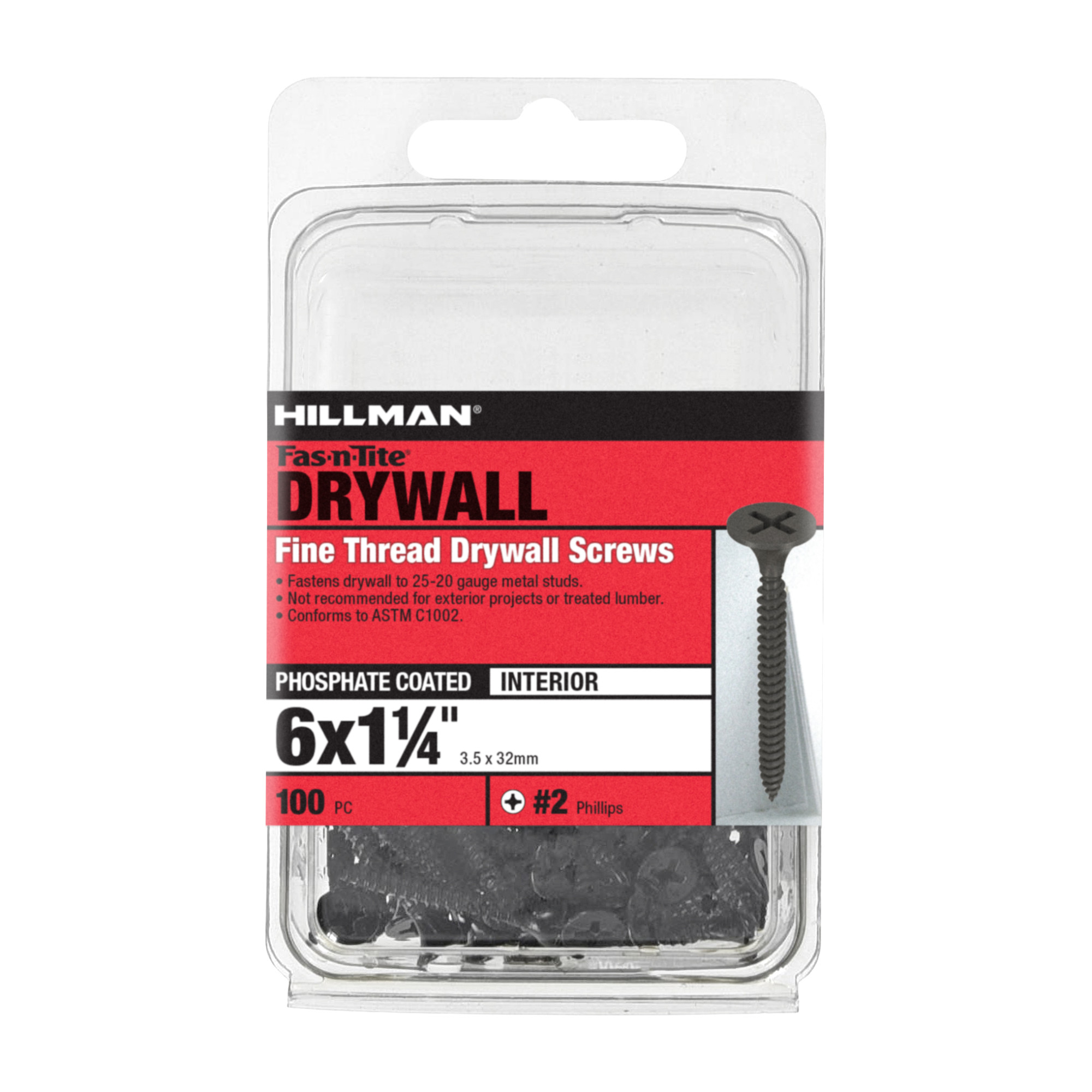 Hillman Fine Thread Drywall Screws (#6 x 1-1/4 in.) - 100 pc