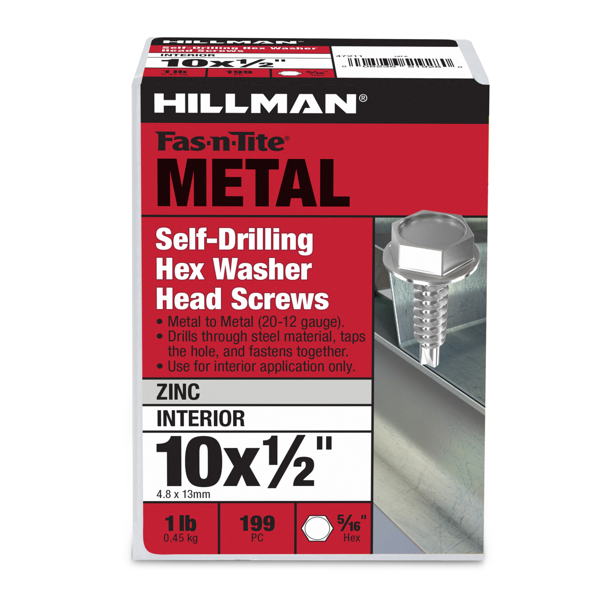 Hillman Zinc Hex Washer Head Self Drilling Screws (#10-16 x 1/2 in.)