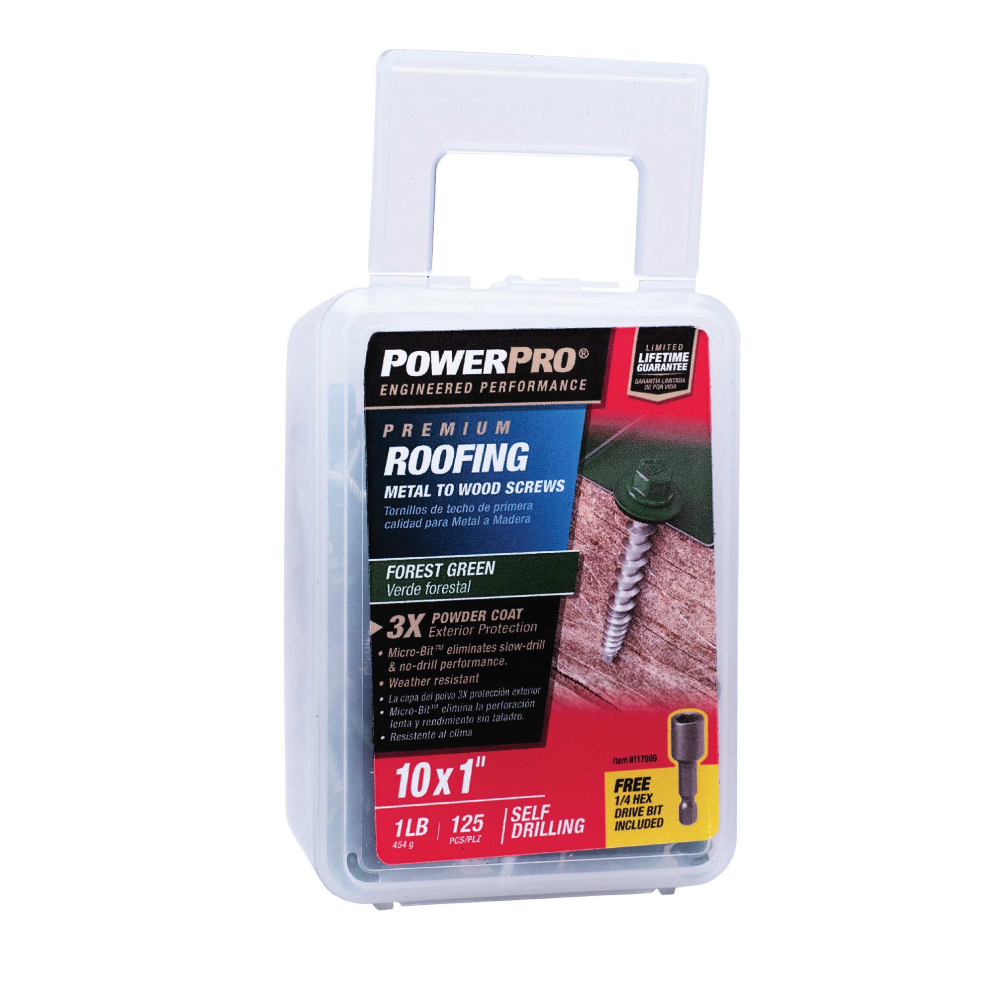 Power Pro Green Self Drilling Metal-to-Wood Roofing Screws (#10 x 1 in.) - 125 pc