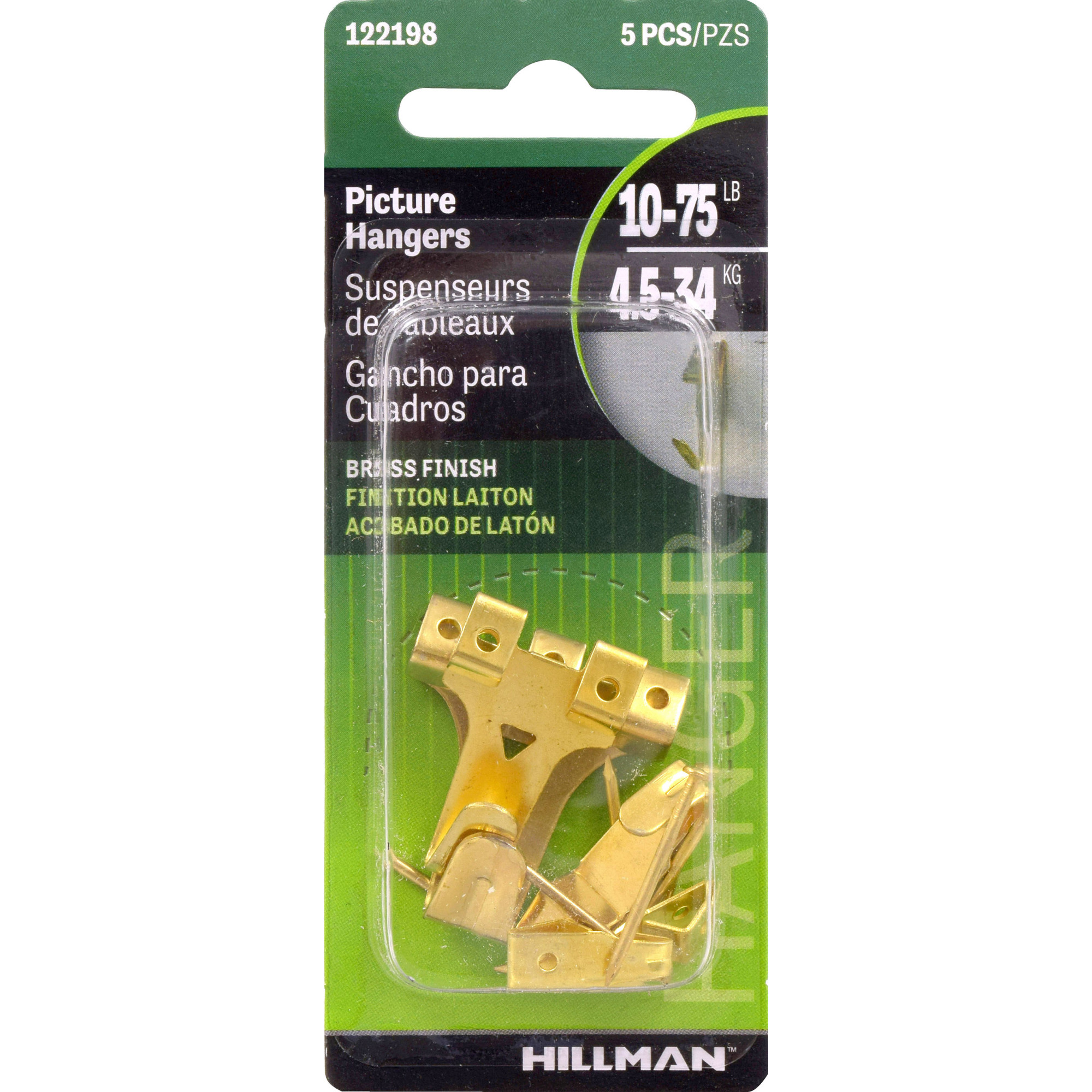 Hillman Professional Picture Hangers Brass 10-75lb 5 Piece