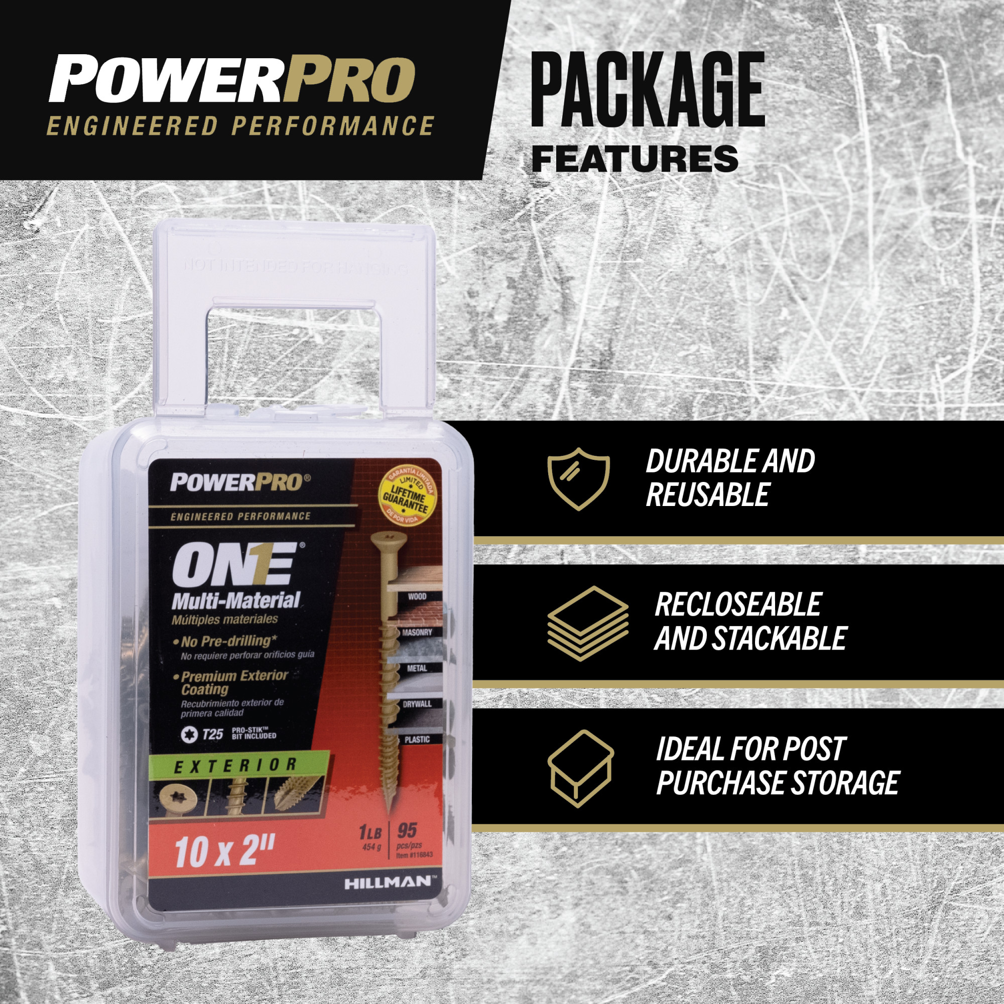 Power Pro ONE Flat Exterior Bronze Multi-Material Screws (#10 x 2 in.) - 95 pc