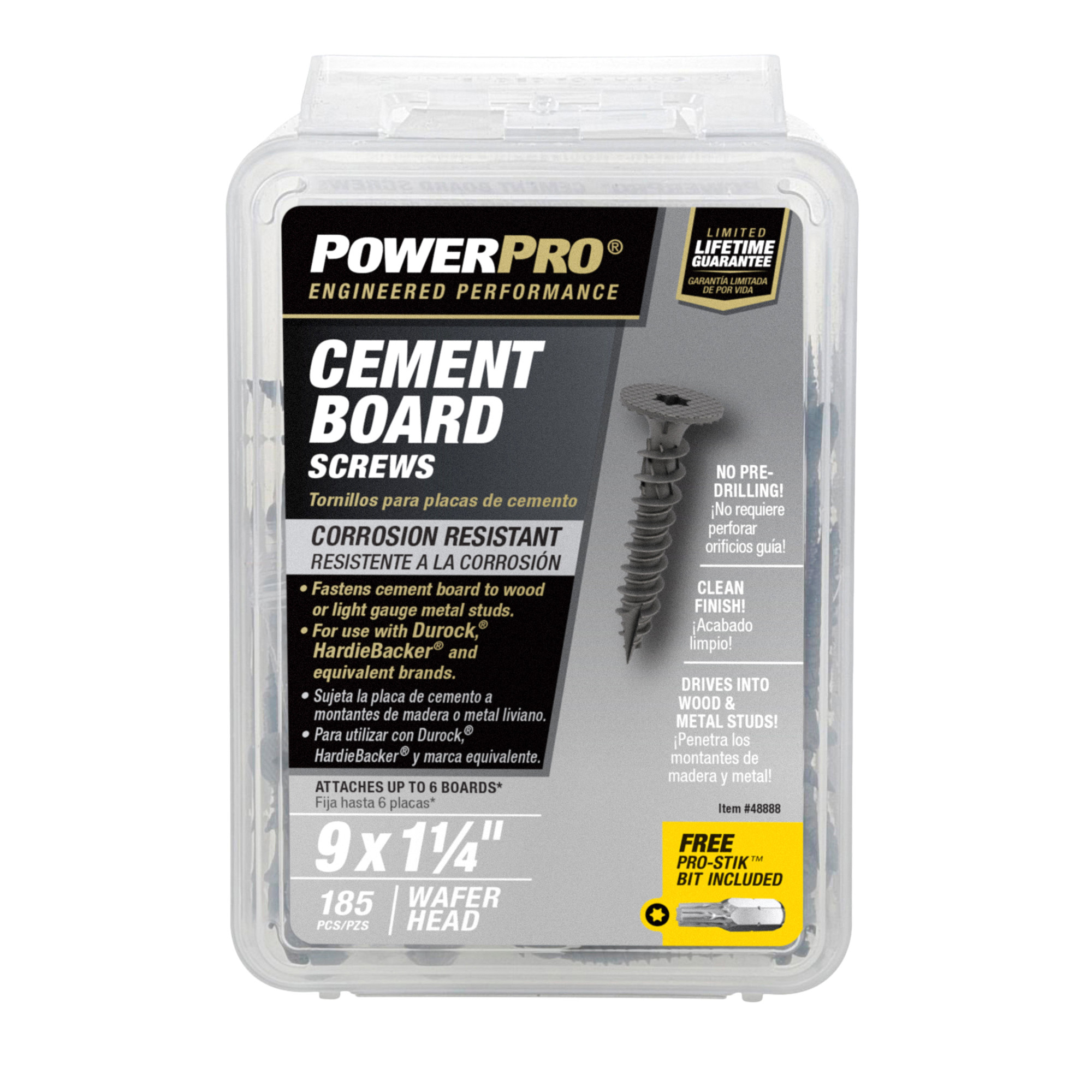 Power Pro Gray Wafer-Head Cement Board Screws (#9 x 1-1/4 in.) - 185 pc