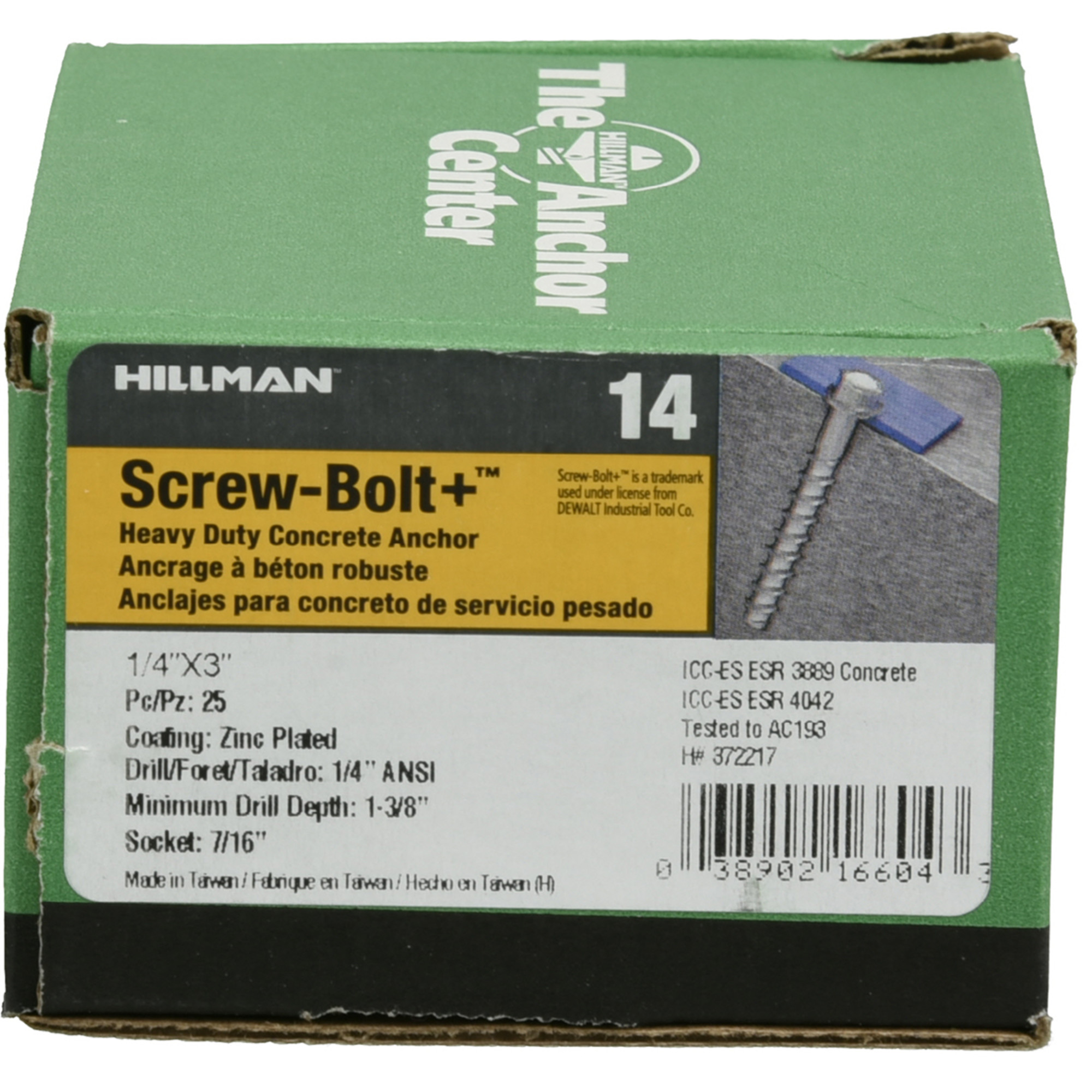Hillman Screw-Bolt+ Anchor (1/4 in. x 3 in.) - 25 pc