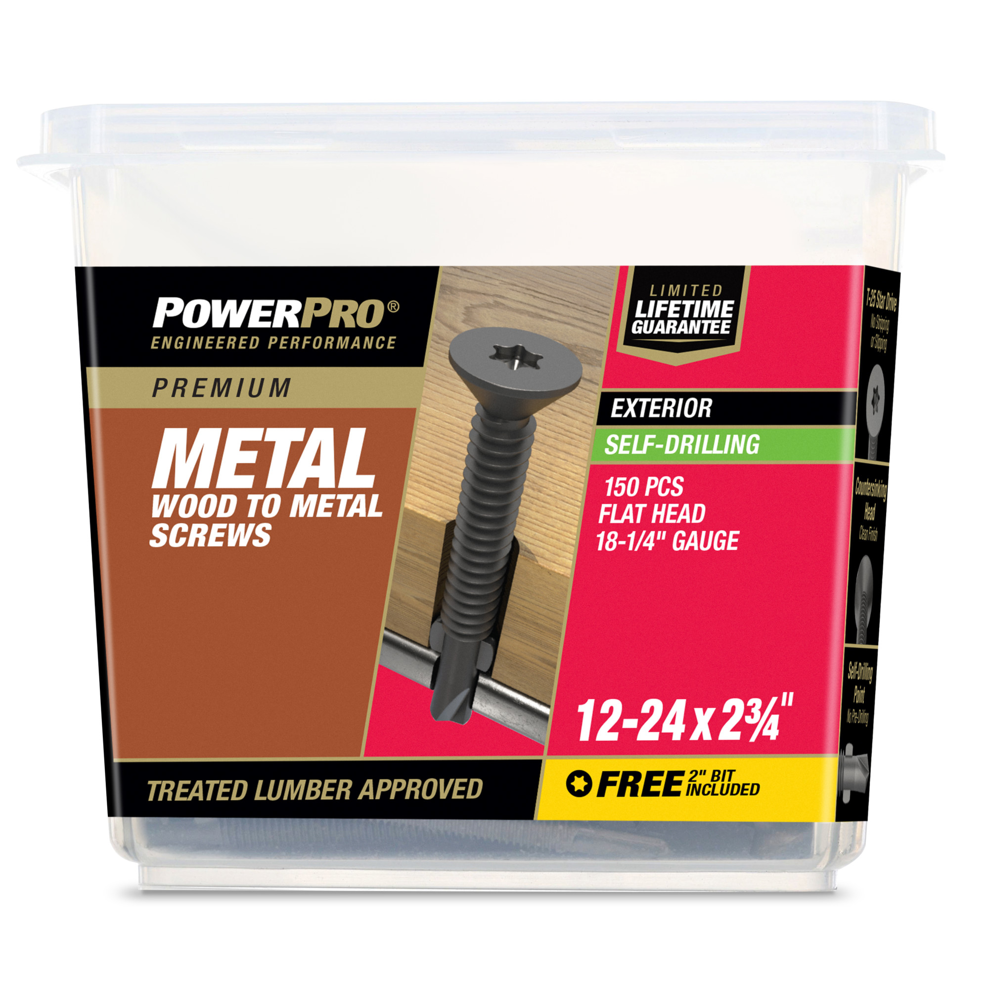 Power Pro Prower Pro Premium Flat Gray Epoxy Self-Drilling Screws (#12-24 × 3-¾") 150pc