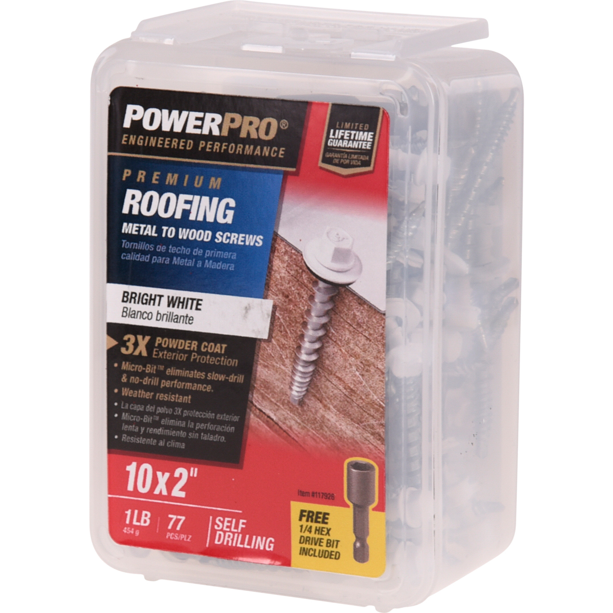 Power Pro White Self Drilling Metal-to-Wood Roofing Screws (#10 x 2 in.) - 77 pc