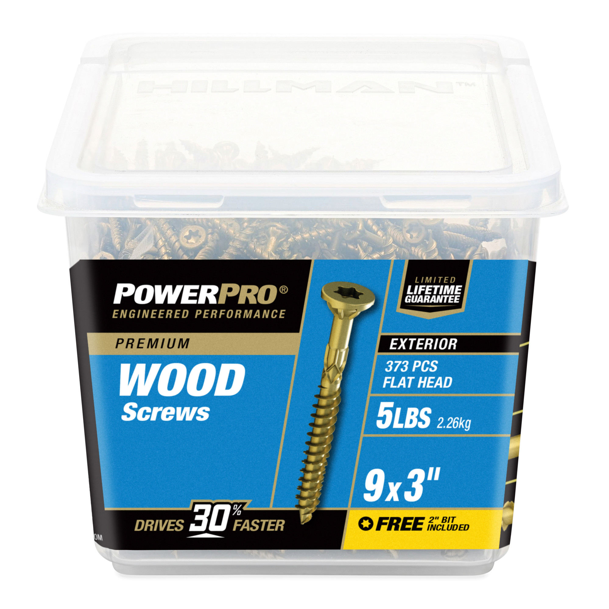 Power Pro Premium Exterior Wood Screws (#9 x 3 in.) - 373 pc