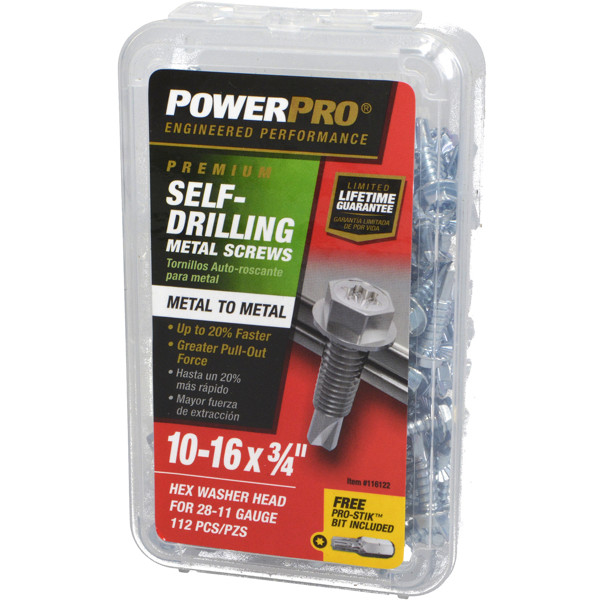Power Pro Premium Hex Zinc Sheet Metal Self-Drilling Screws (#10-32x3/4 in.)- 112pc
