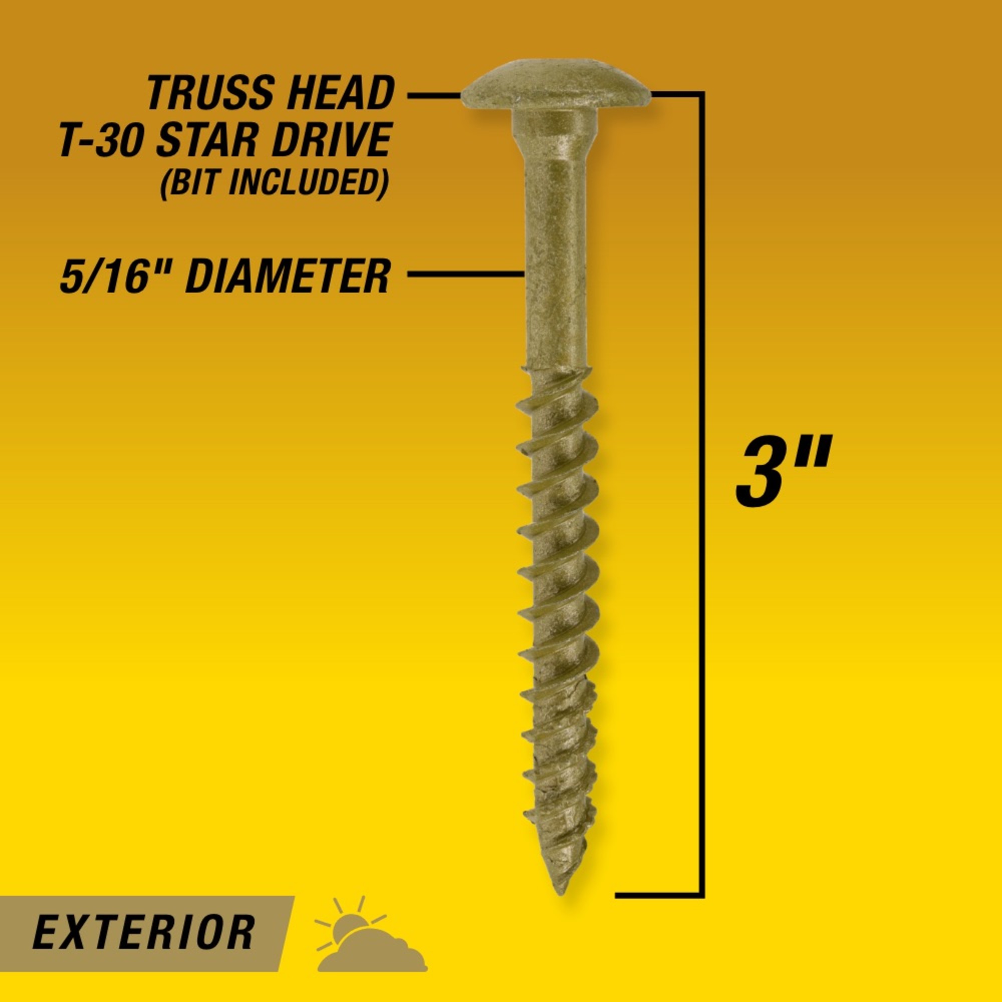 Power Pro Bronze Star Drive Construction Lag Screws (5/16 in.x 3 in.) - 150 pc