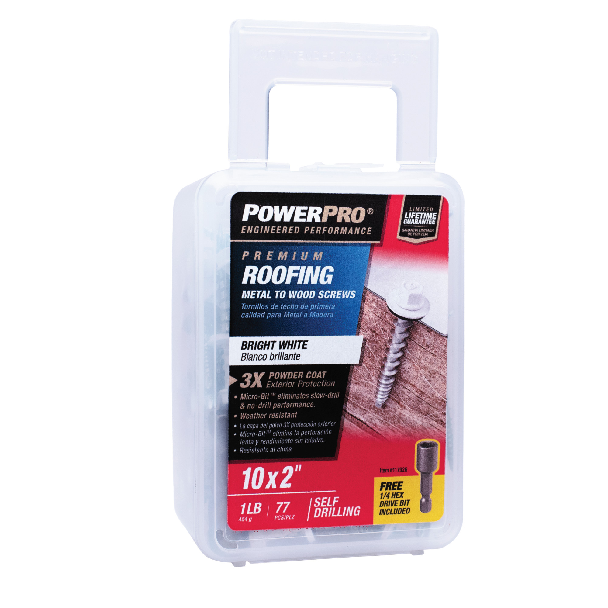Power Pro White Self Drilling Metal-to-Wood Roofing Screws (#10 x 2 in.) - 77 pc