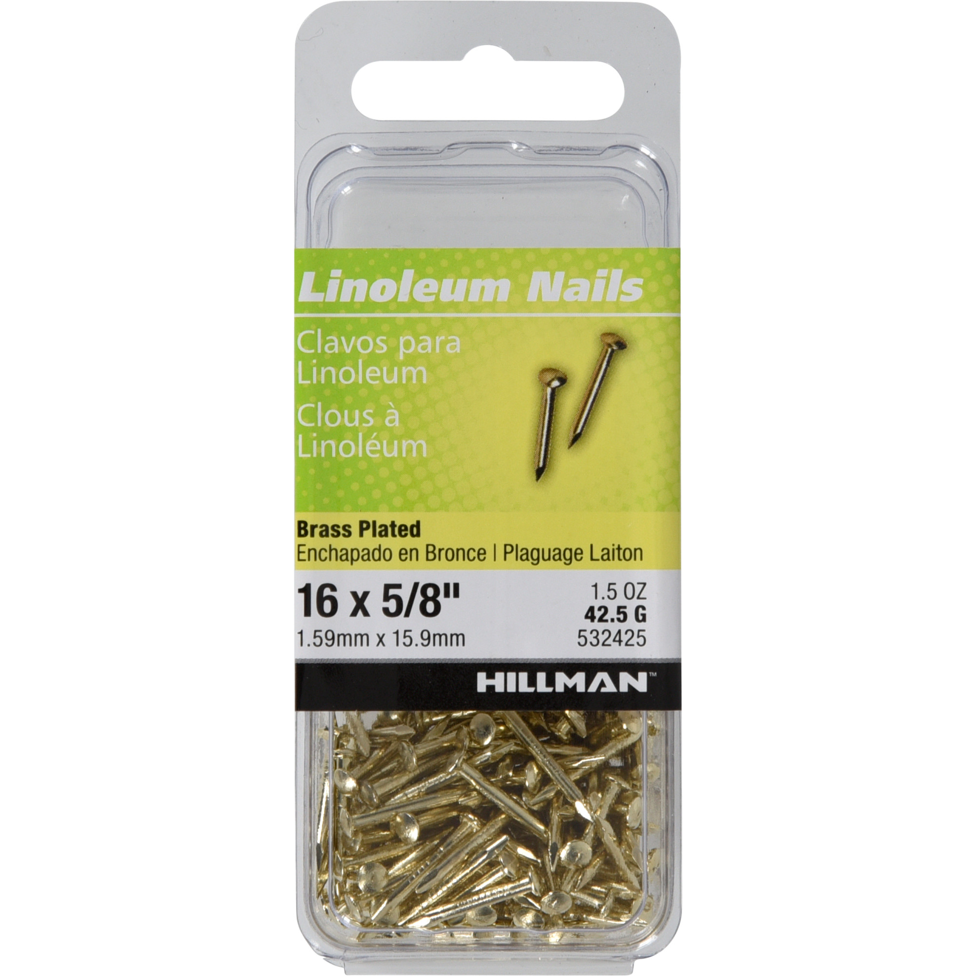 Hillman Linoleum Nails - Brass Plated (5/8 in. x 16GA) - 1.5 oz.