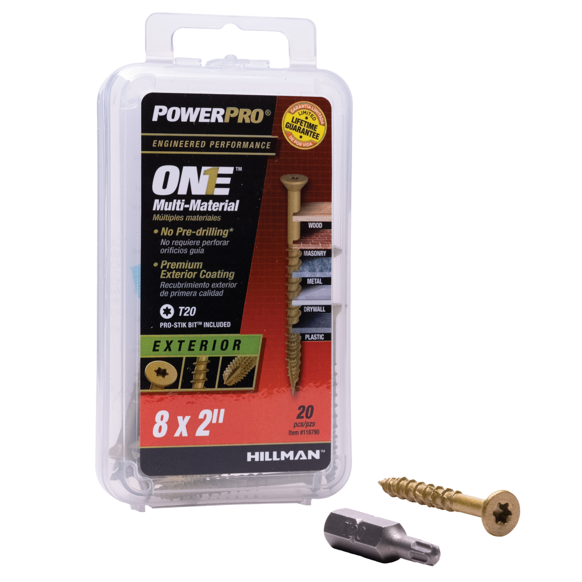 Power Pro ONE Flat Exterior Bronze Multi-Material Screws (#8 x 2 in.) - 20 pc