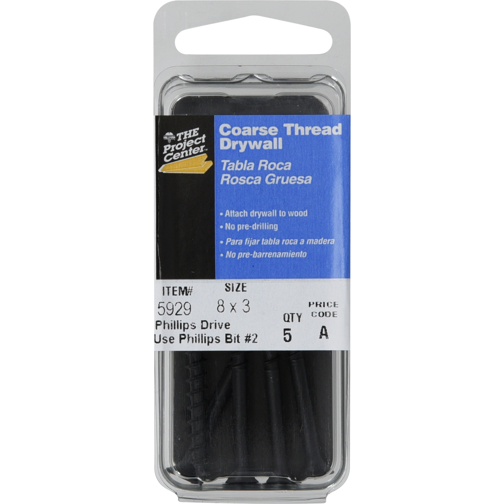 Project Center Coarse Thread Drywall Screws (#8 x 3 in.) - 5 pc