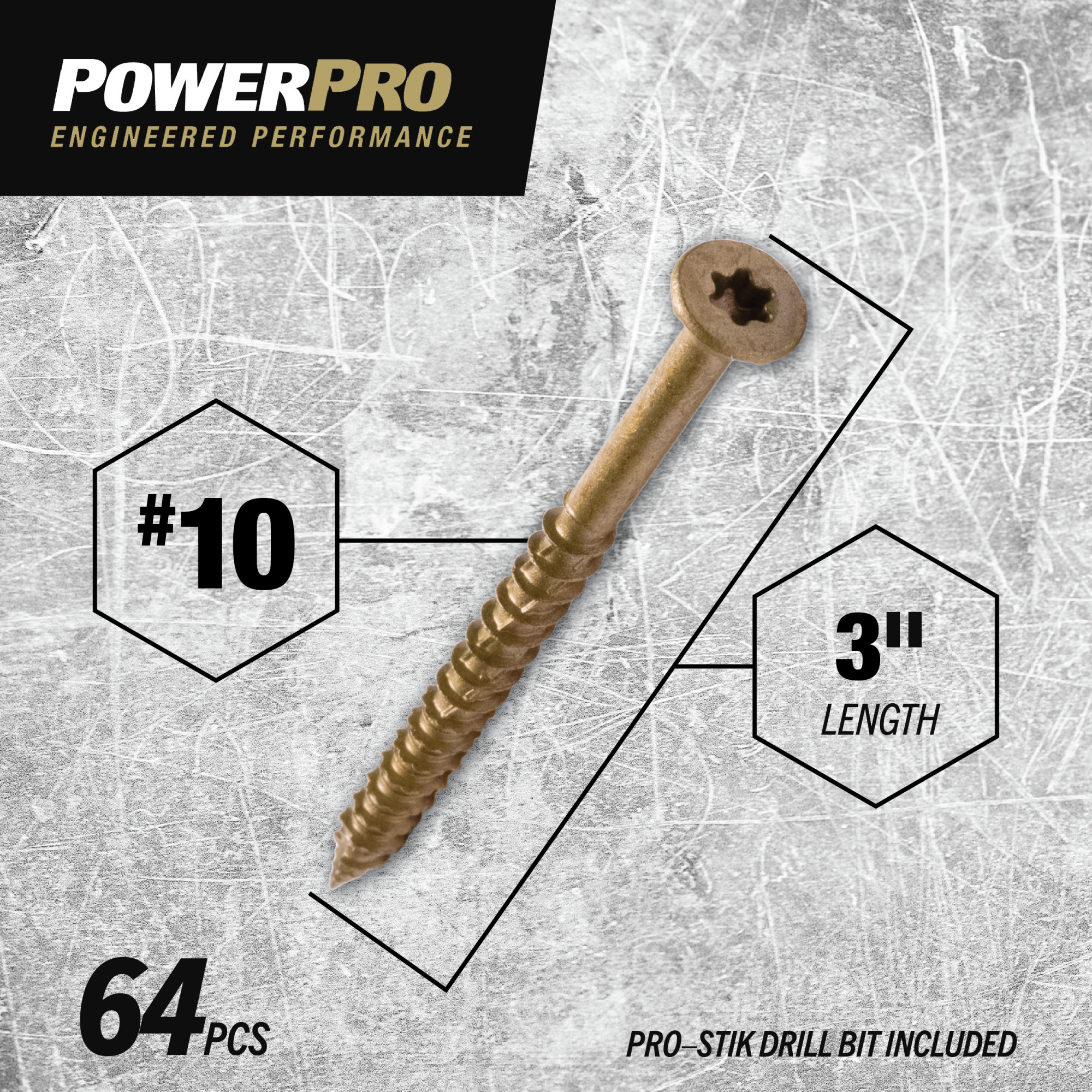 Power Pro ONE Flat Exterior Bronze Multi-Material Screws (#10 x 3 in.) - 1lb Box