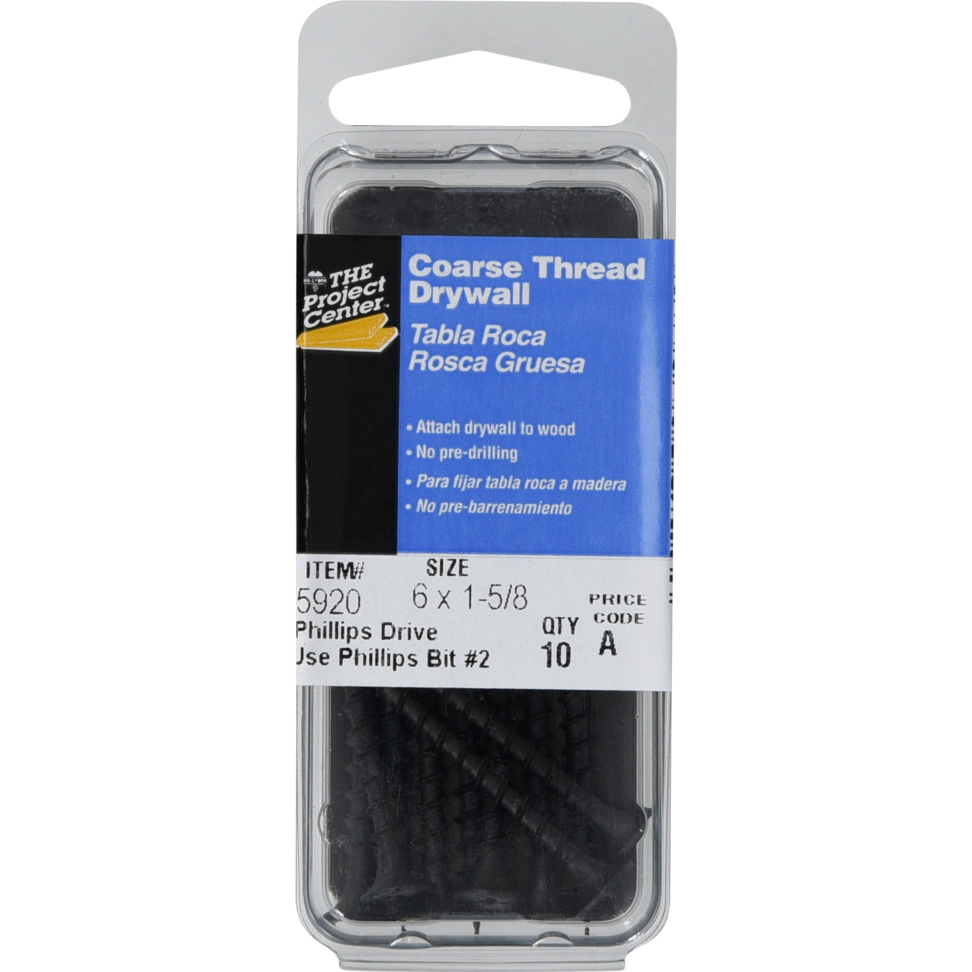 Project Center Coarse Thread Drywall Screws (#6 x 1-5/8 in.) - 10 pc