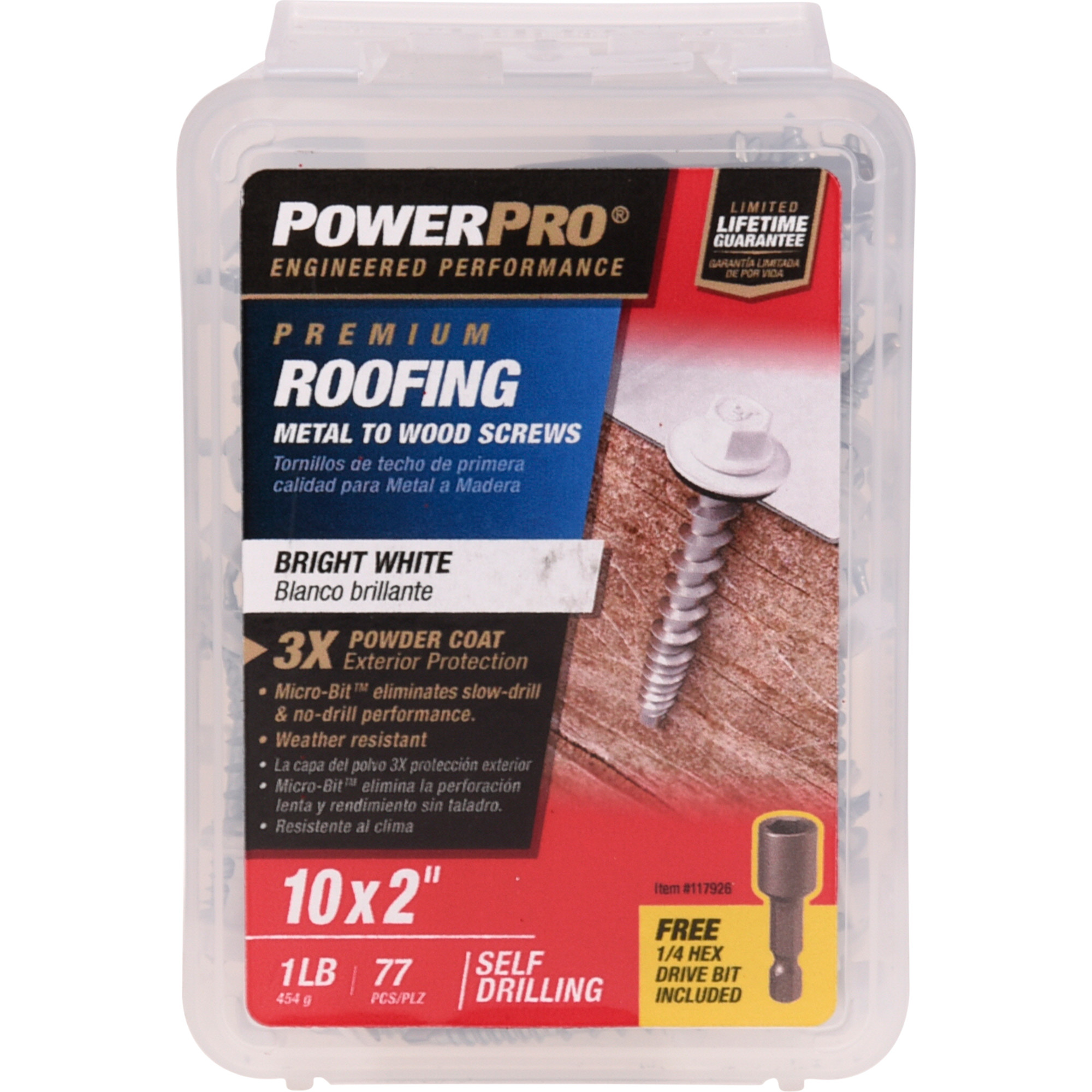 Power Pro White Self Drilling Metal-to-Wood Roofing Screws (#10 x 2 in.) - 77 pc