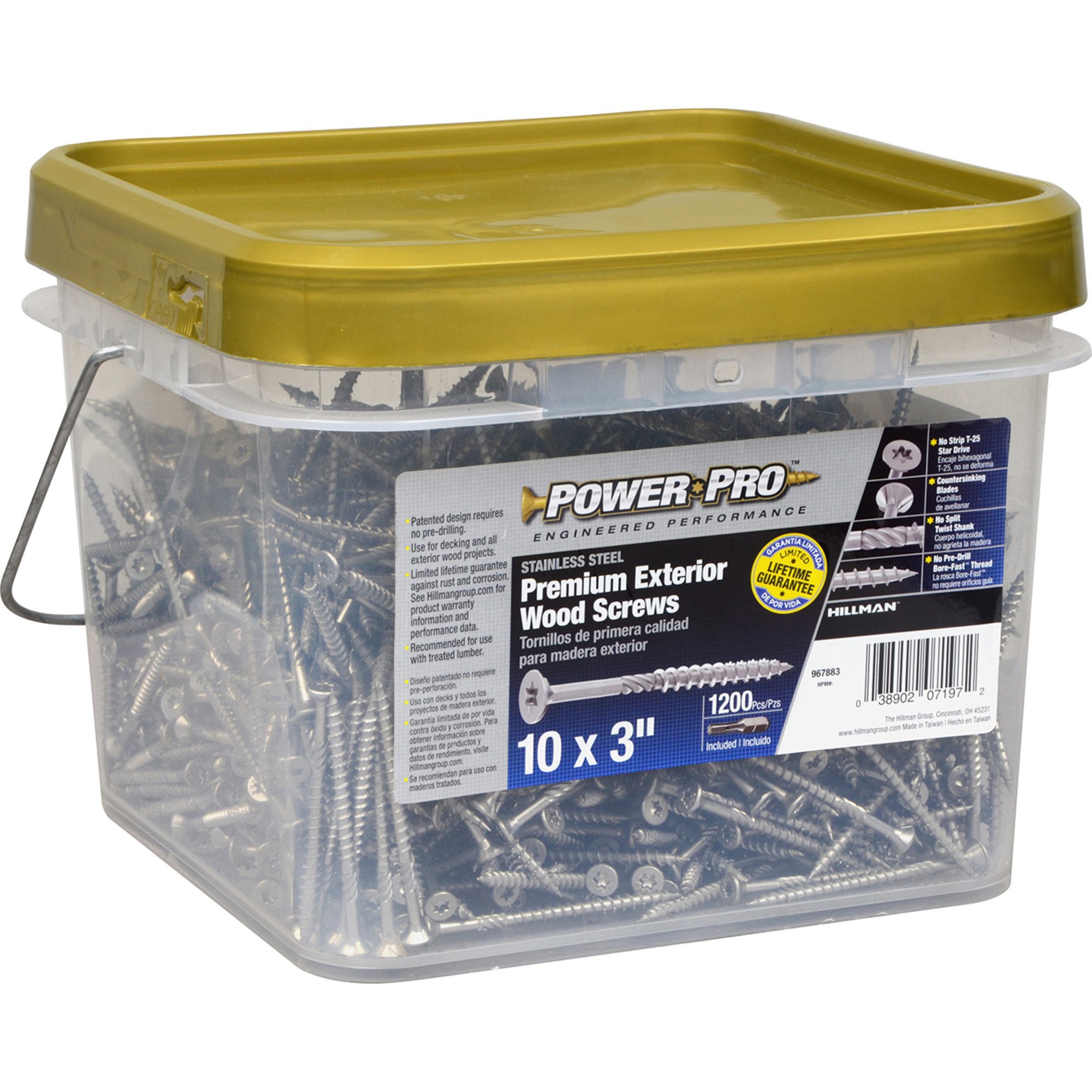 Power Pro Premium 305 Stainless Steel Wood Screws (#10 x 3 in.) - 1200 pc