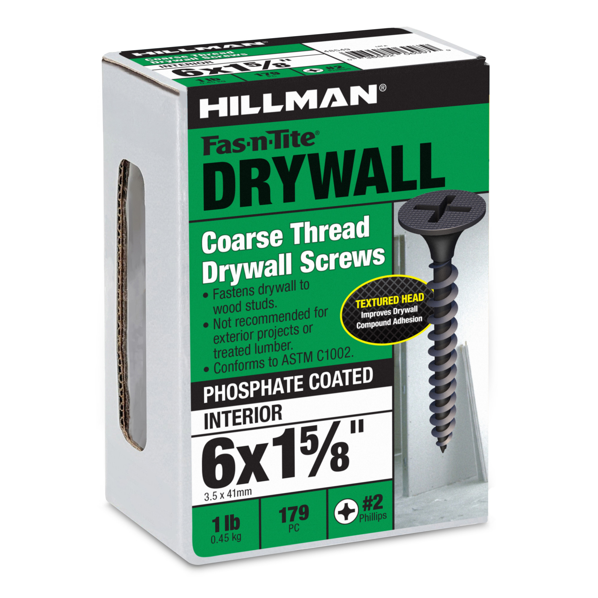 Hillman Coarse Thread Drywall Screws (#6 x 1-5/8 in.) - 1lb Box