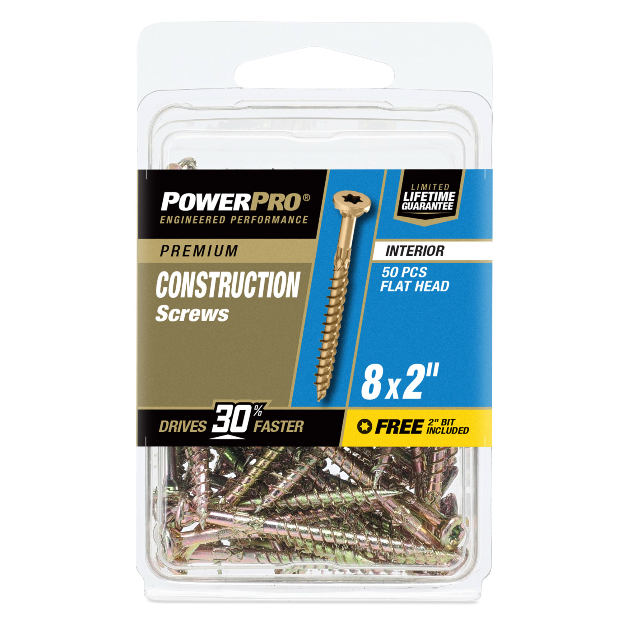 Power Pro Premium Interior Construction Screws (#8 x 2 in.) - 50 pc