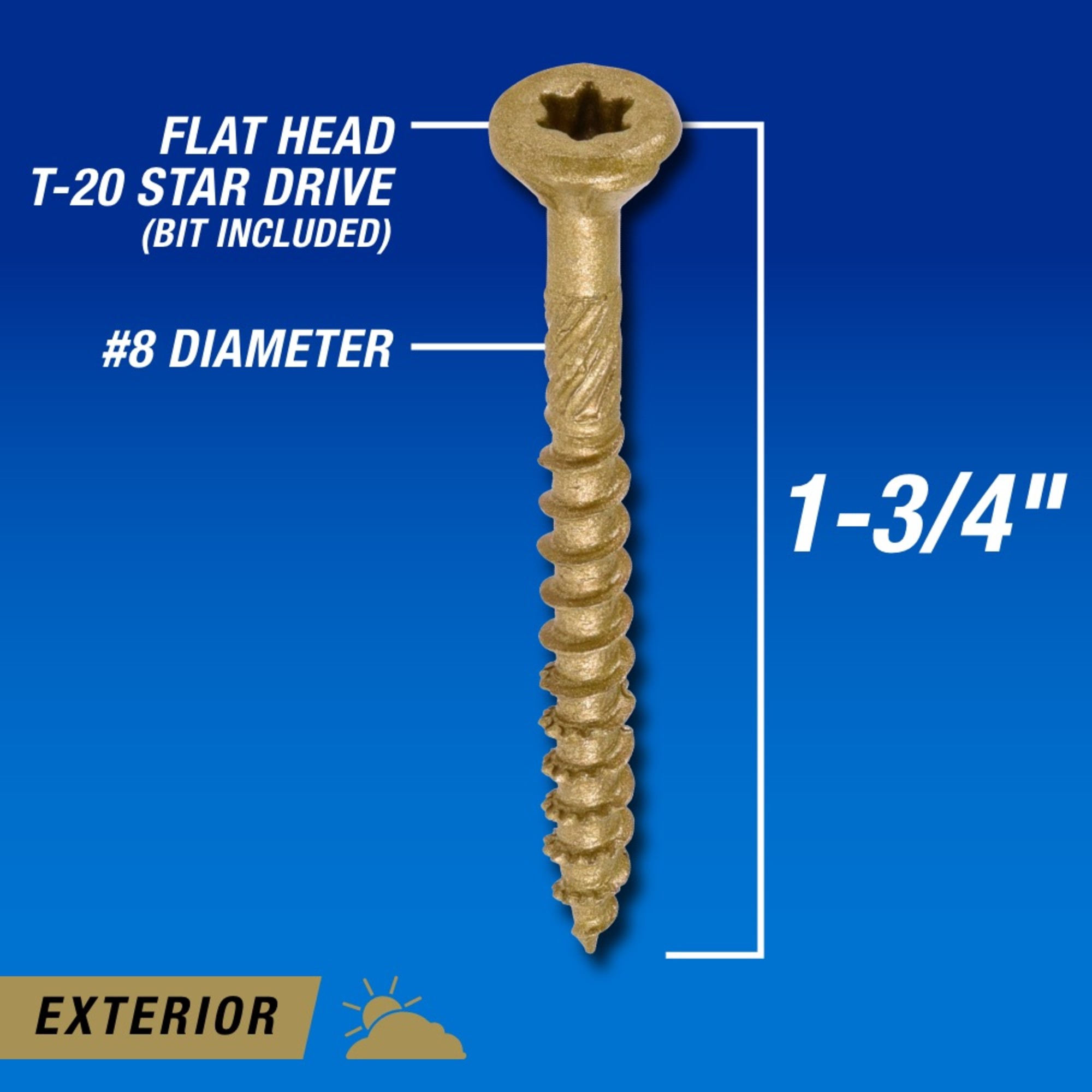 Power Pro Premium Bronze Exterior Wood Screws (#8 x 1-3/4 in.) - 4000 pc