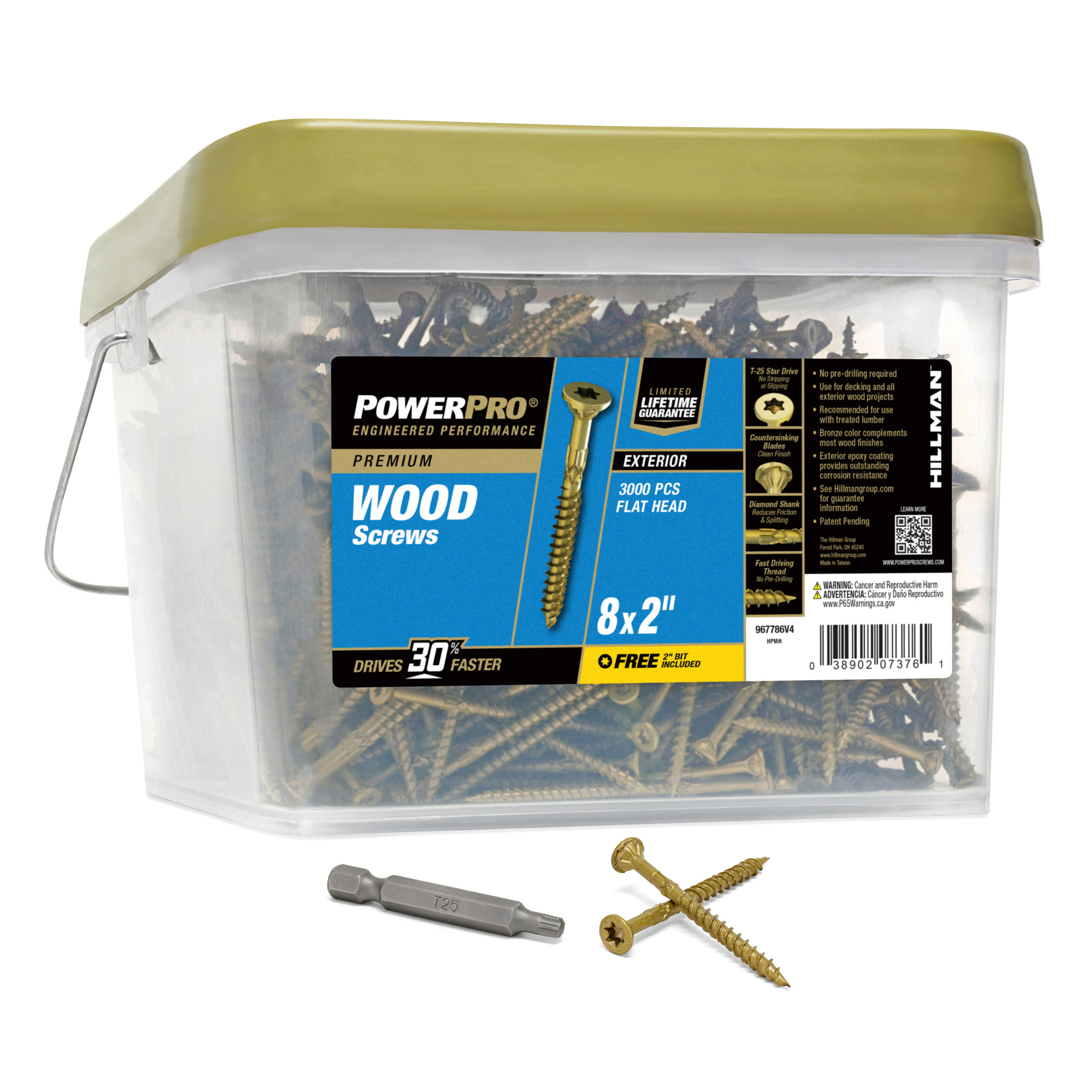 Power Pro Premium Exterior Wood Screws (#8 x 2 in.) - 3000 pc